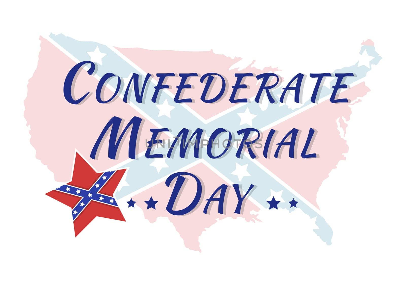 Confederate Memorial Day Template Hand Drawn Cartoon Flat Illustration for Commemoration Servicemen of the America with Flag Design
