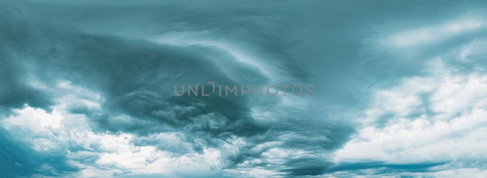 Stormy Sky Before Rain Thunderstorm. Storm Cloudy Sky Background. Panorama, Panoramic View