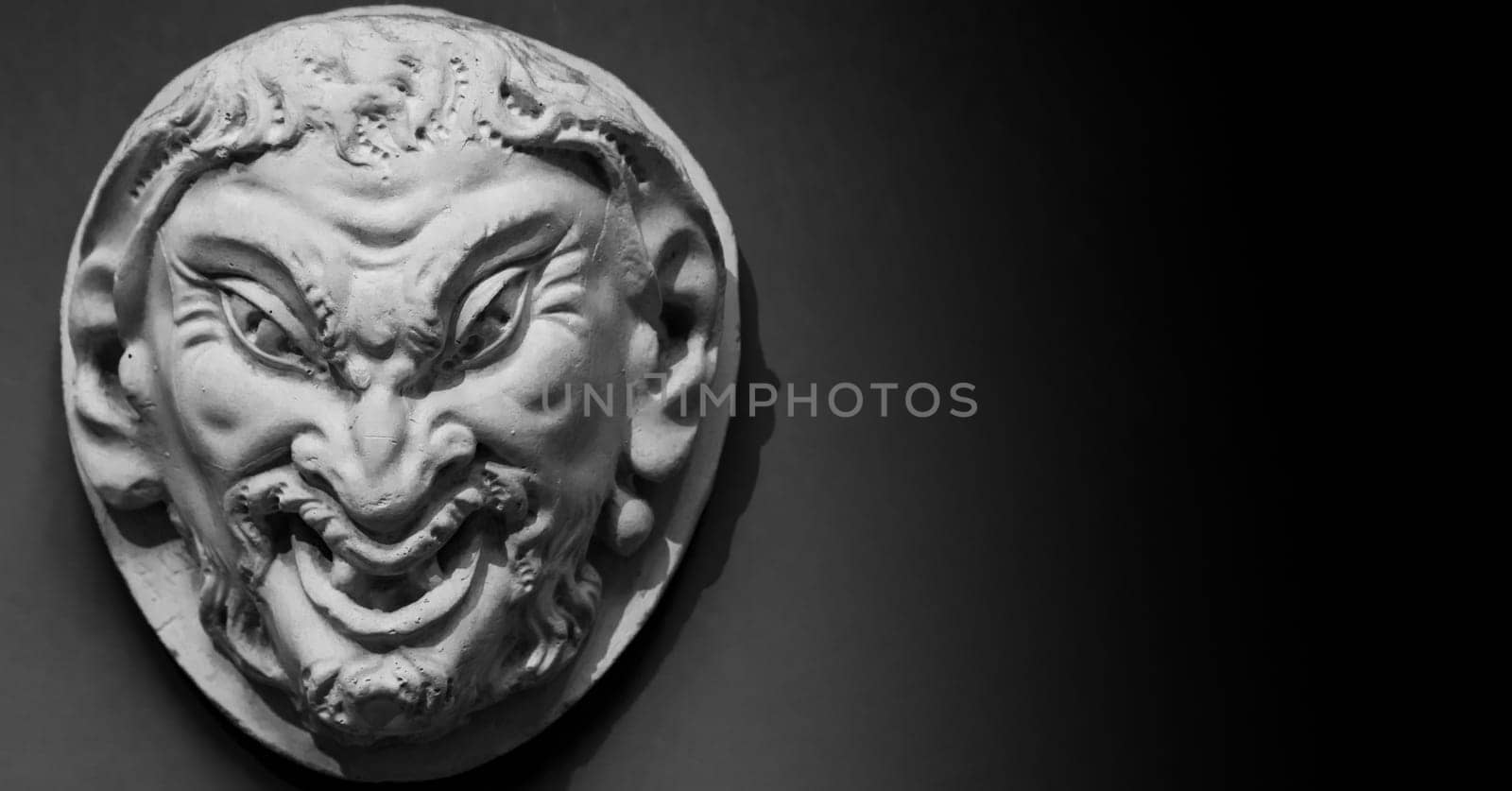 Demon head with copy space. Demonic monster evil face