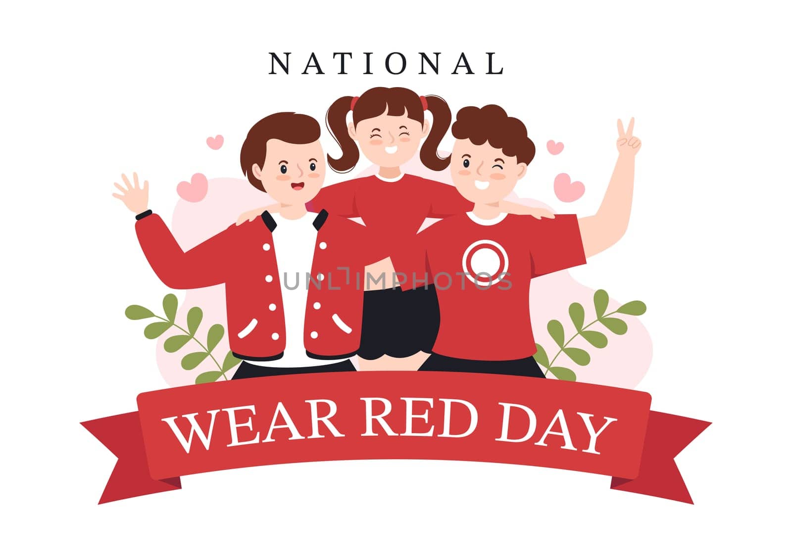National Wear Red Day on February 7th Template Hand Drawn Cartoon Flat Illustration to inform Women Heart Disease Design