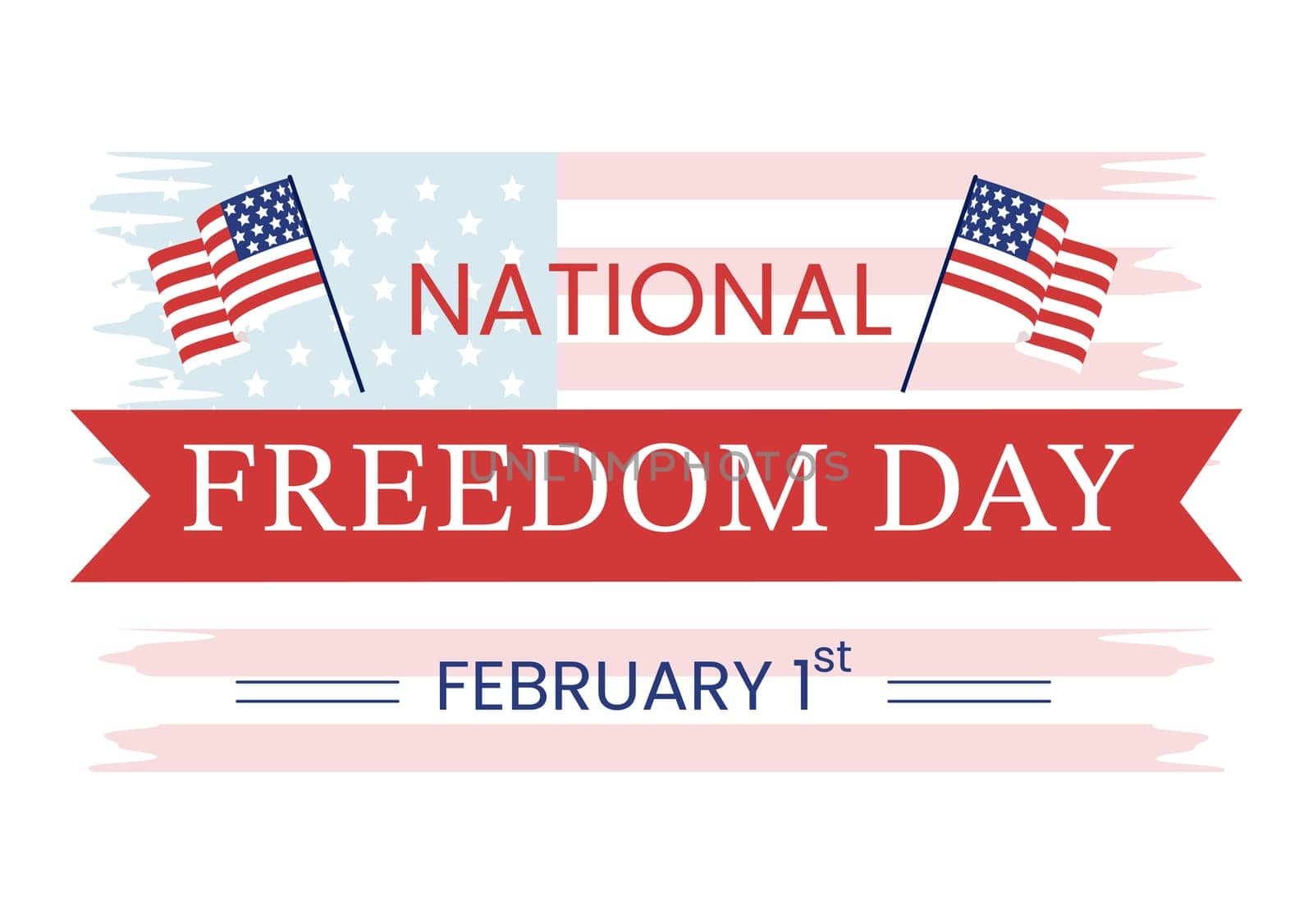 National Freedom Day Template Hand Drawn Cartoon Flat Illustration with American Flag and Hands Breaking a Handcuff Design