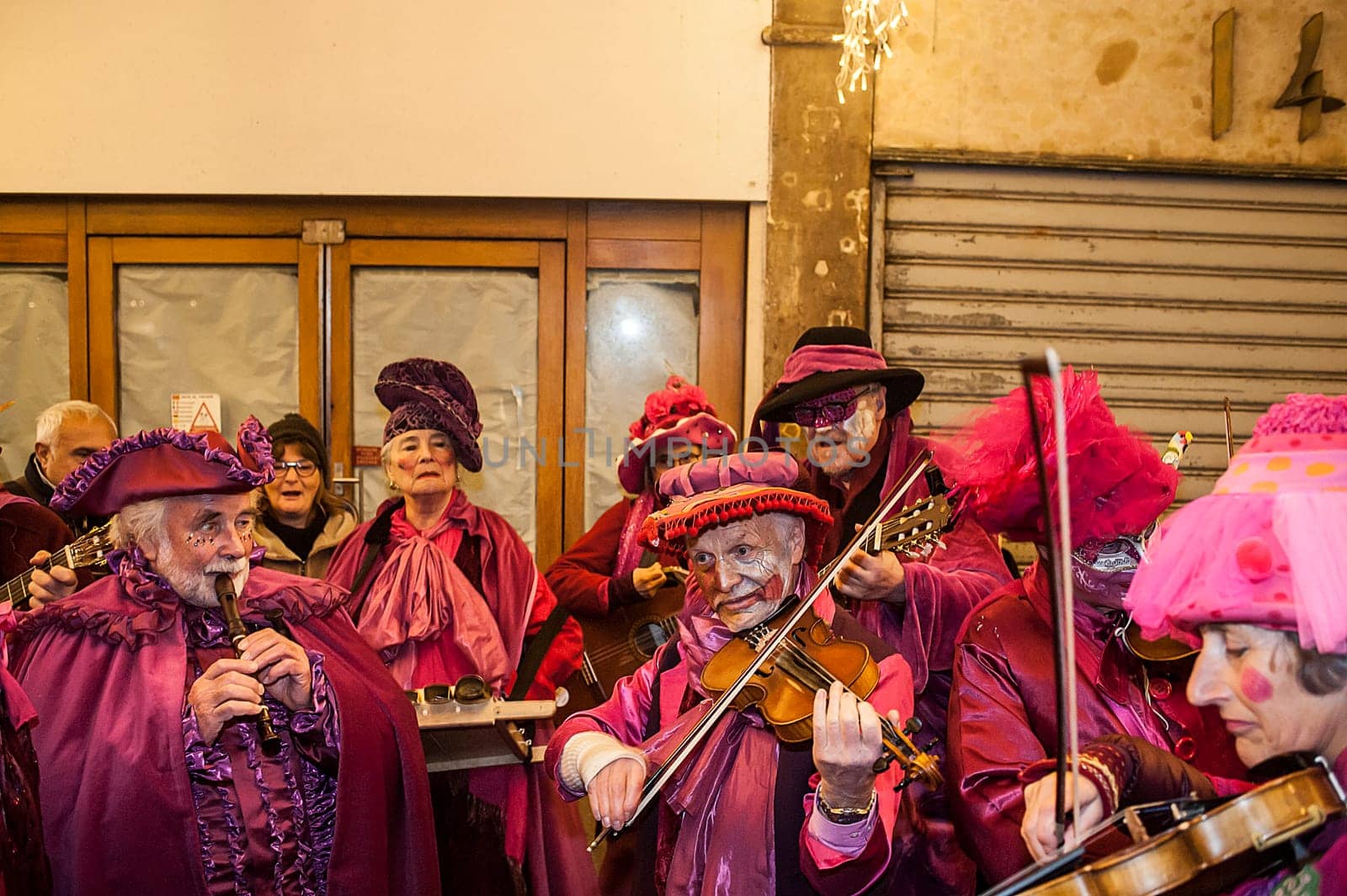 VENICE, ITALY - Febrary 22 2019: The masks of the Venice carnival 2019............................................................................................................................................................................................................................................................................................................................................................................................................................................................................................................................................................................................