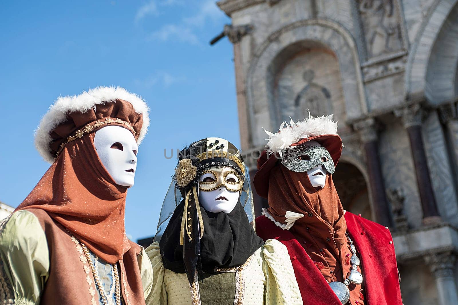 VENICE, ITALY - Febrary 23 2019: The masks of the Venice carnival 2019...........................