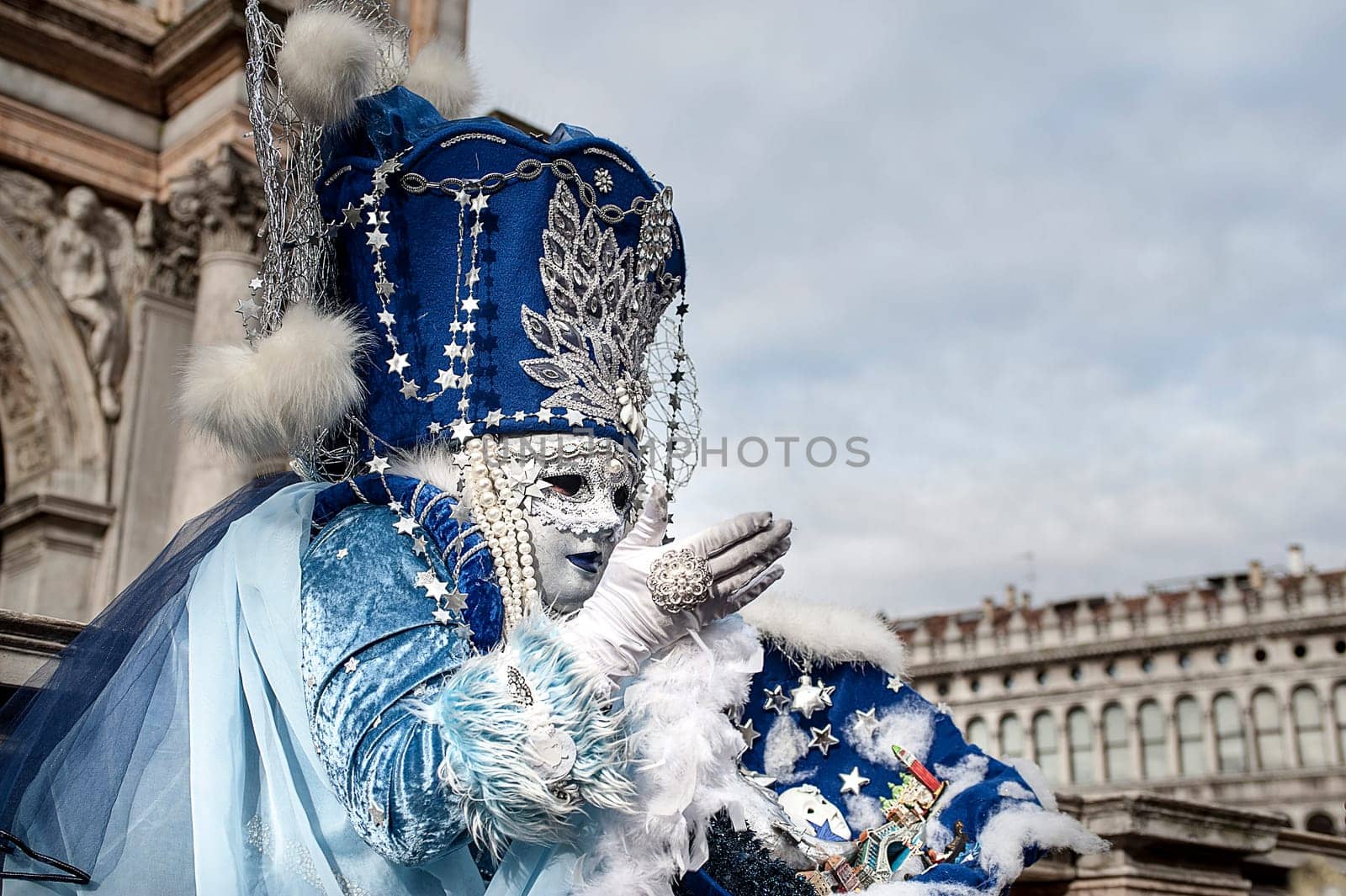 VENICE, ITALY - Febrary 23 2019: The masks of the Venice carnival 2019..................................................