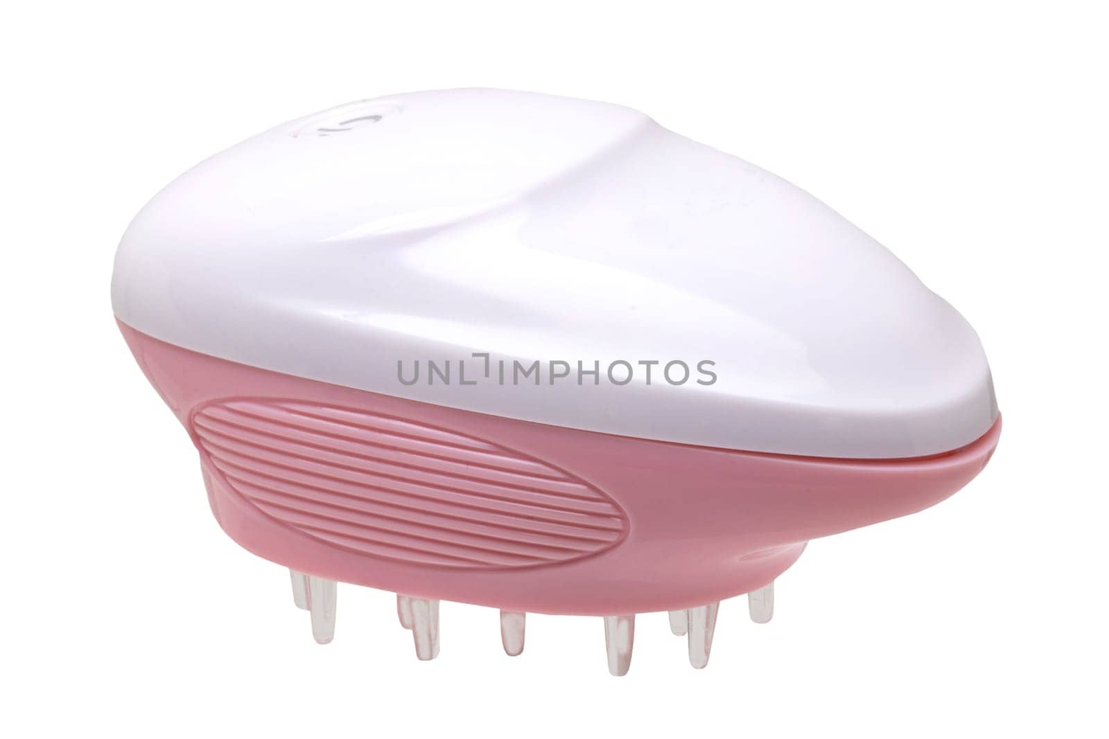Close up of a battery operated scalp massage brush, shampoo brush or scalp massager for exfoliating and massaging the scalp.Clipping path. Beauty and health concept.