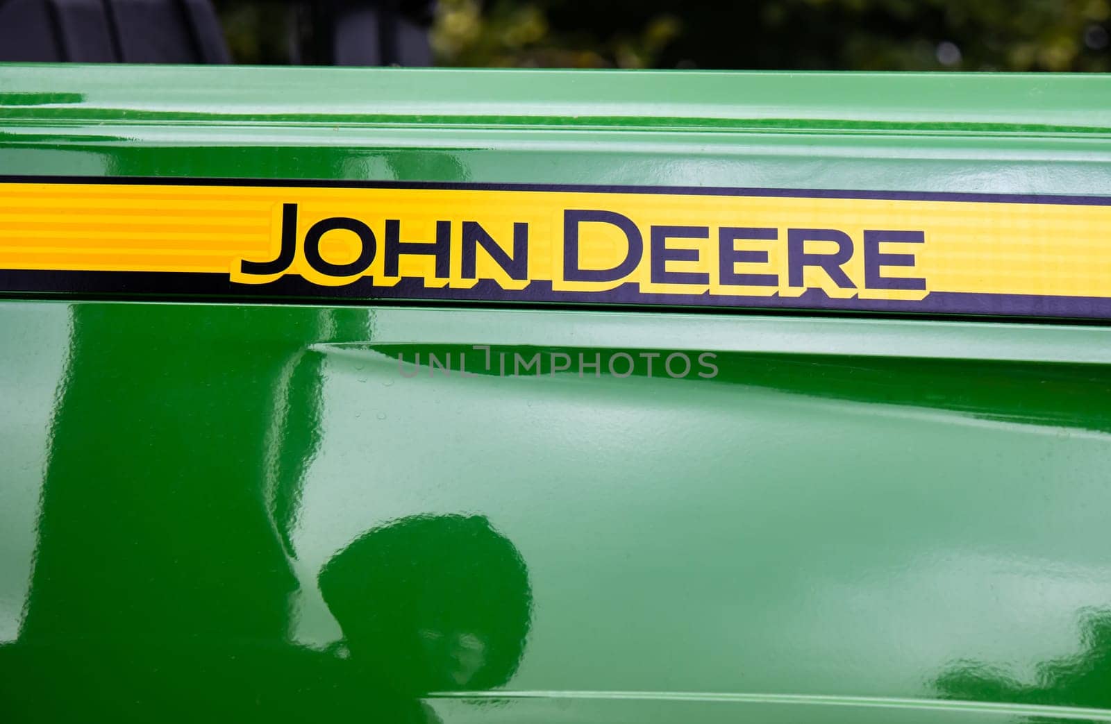 GERMANY - WETZLAR JULY 08: John Deere Logo on a Tractor. JOHN DEERE is a leading provider of agricultural equipment in the United States