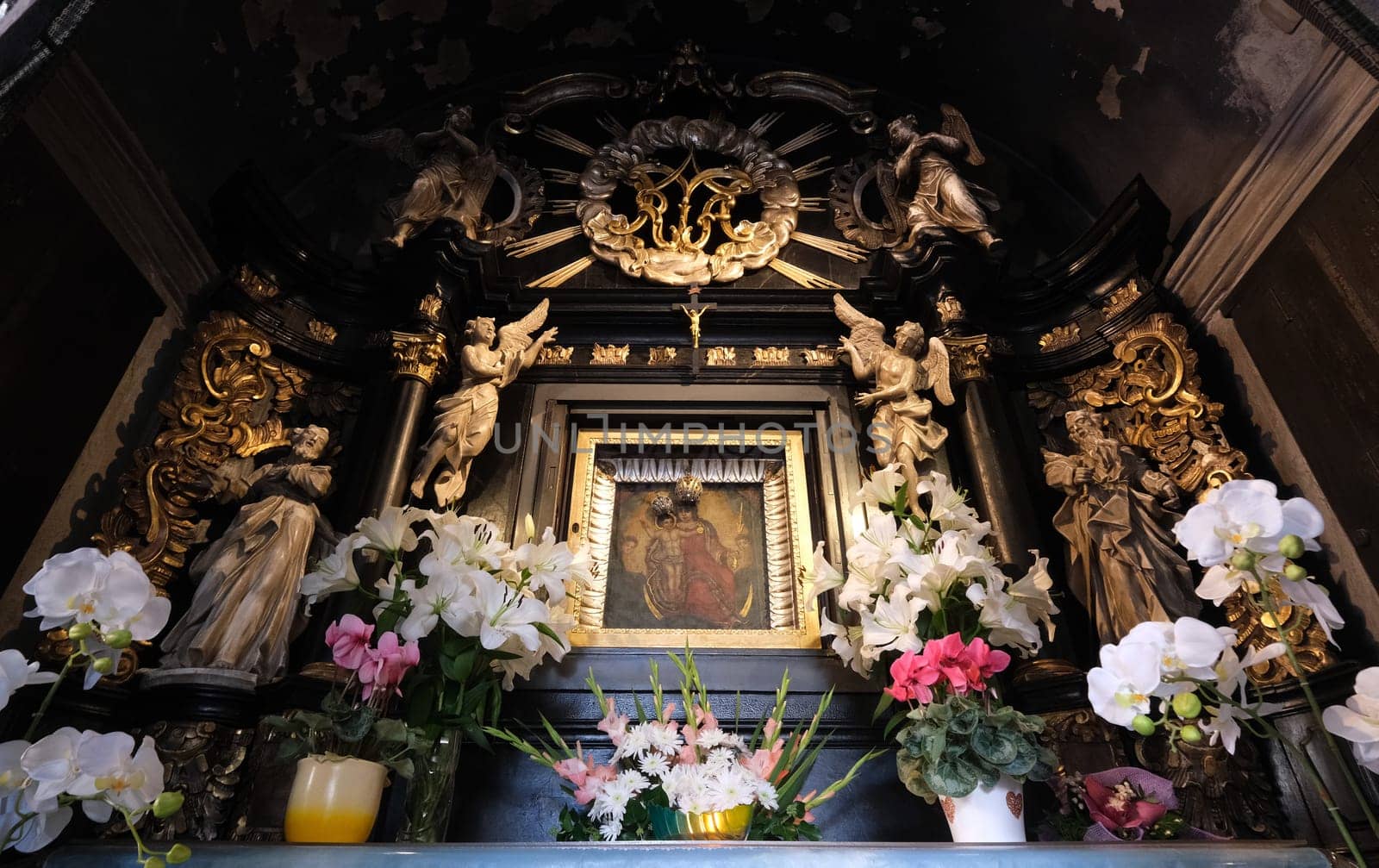Altar of Our Lady of the Kamenita Vrata in the chapel of Our Lady of the Kamenita vrata (Stone Gate) in Zagreb, Croatia