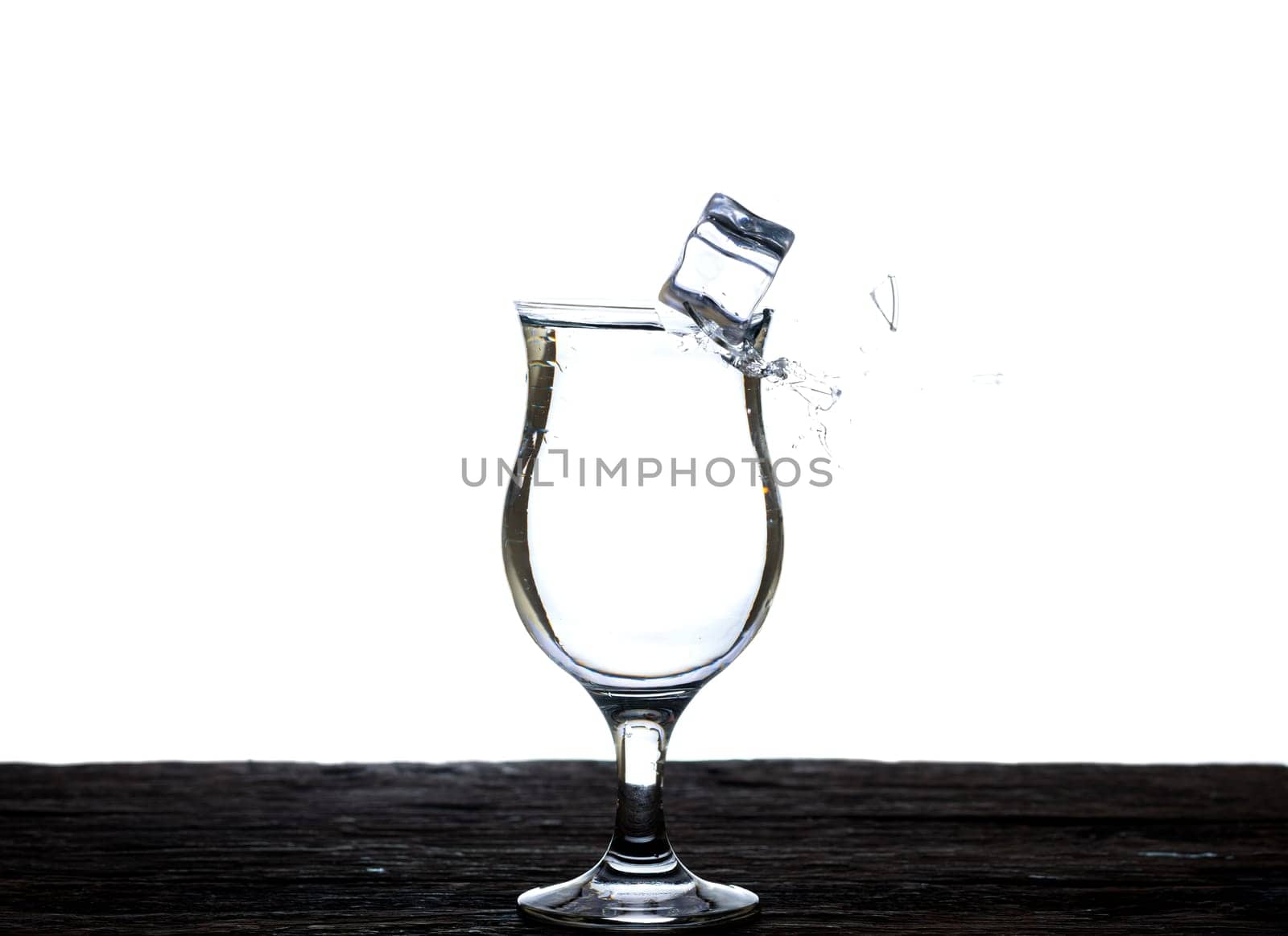 The image of pouring drinking water, into a glass, that makes one feel refreshed isolated on white background, Splashing water, Sparkling water