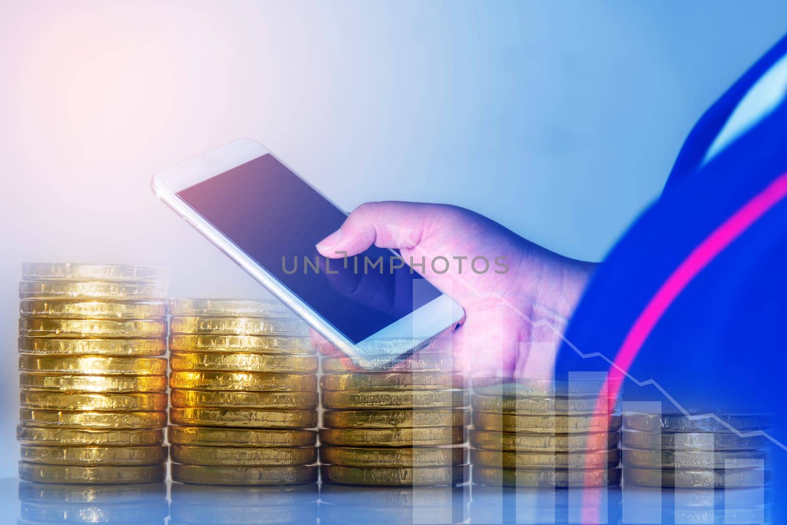 Duoble Exposure, Internet Banking Savings Concept, Online Investment Savings, Online Stock Investors, Internet Financial Transactions, Save Monney for Investors Using Internet to Trade Stocks or Trade Fund