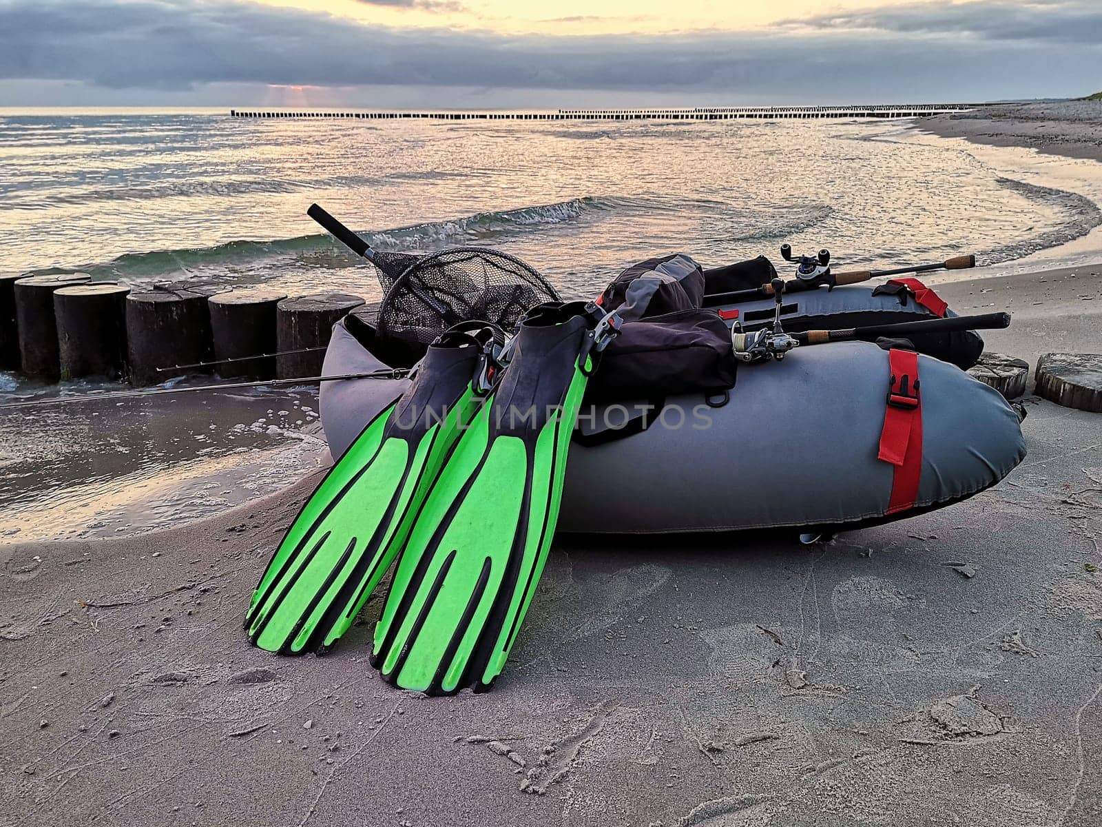 fishing with a belly boat on the Baltic Sea
