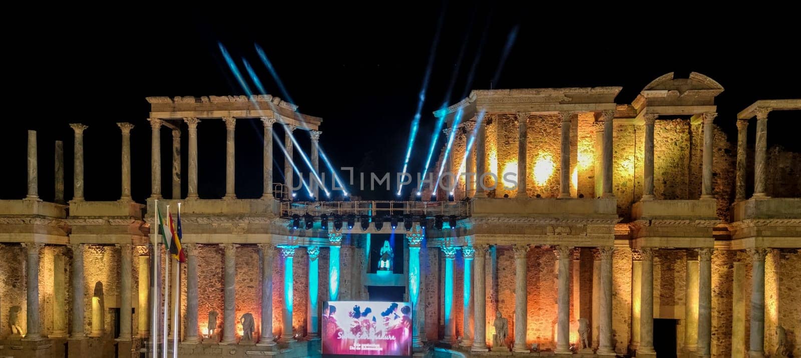 Merida, Spain - Sept 7th, 2022: Delivery of the Medals of Extremadura at Roman Theater of Merida. Live music performances