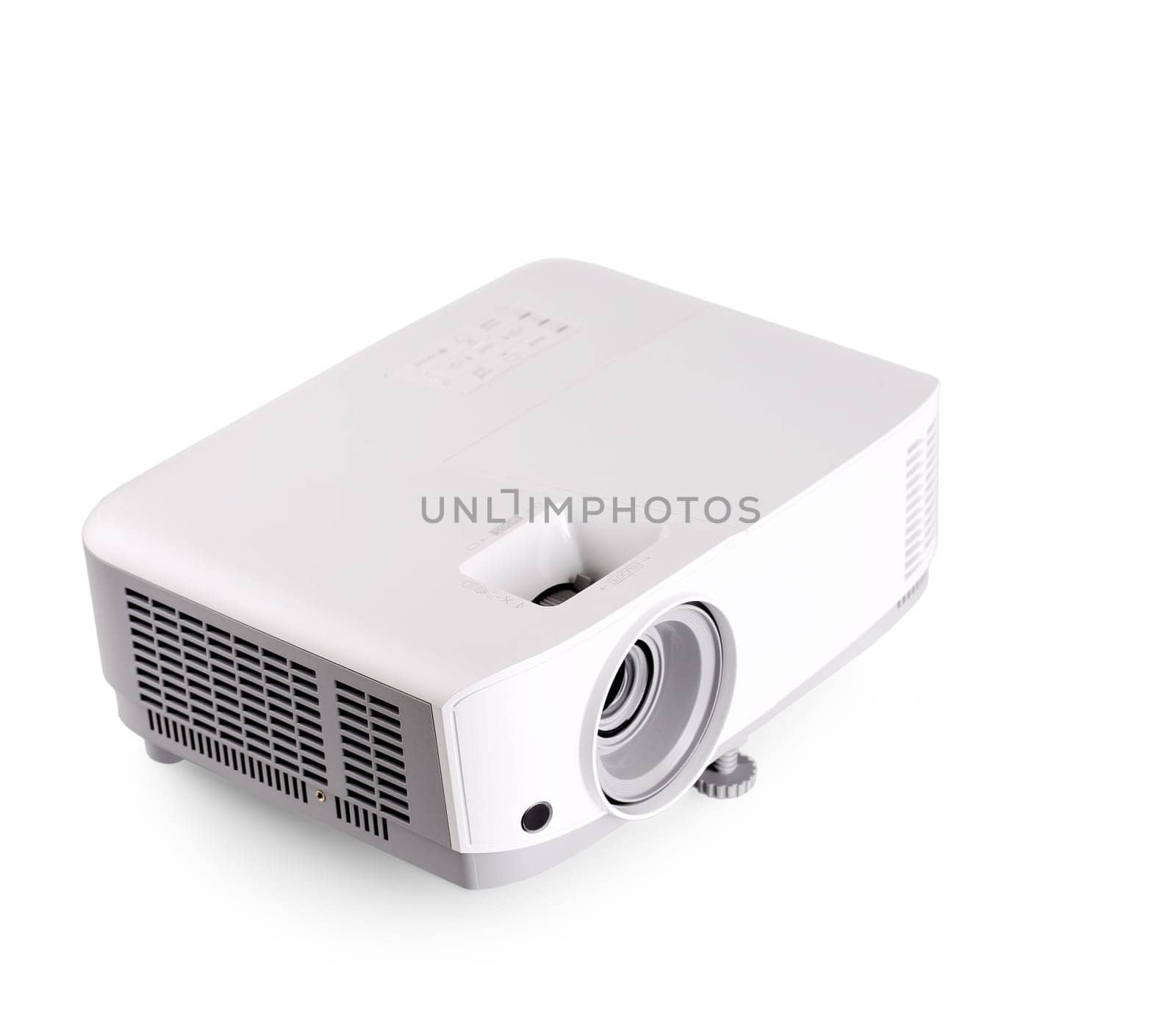 The White multimedia projector isolated on white background
