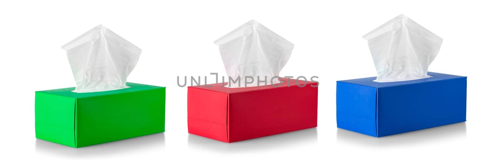 The Set of Colored Cleaning wipes isolated on white background