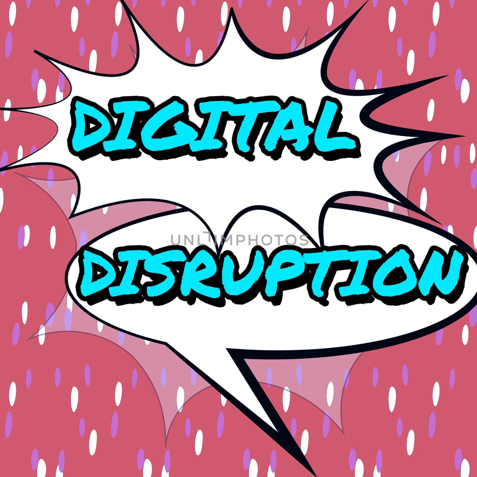 Conceptual caption Digital DisruptionChanges that affect technology markets Product makeover, Word for Changes that affect technology markets Product makeover