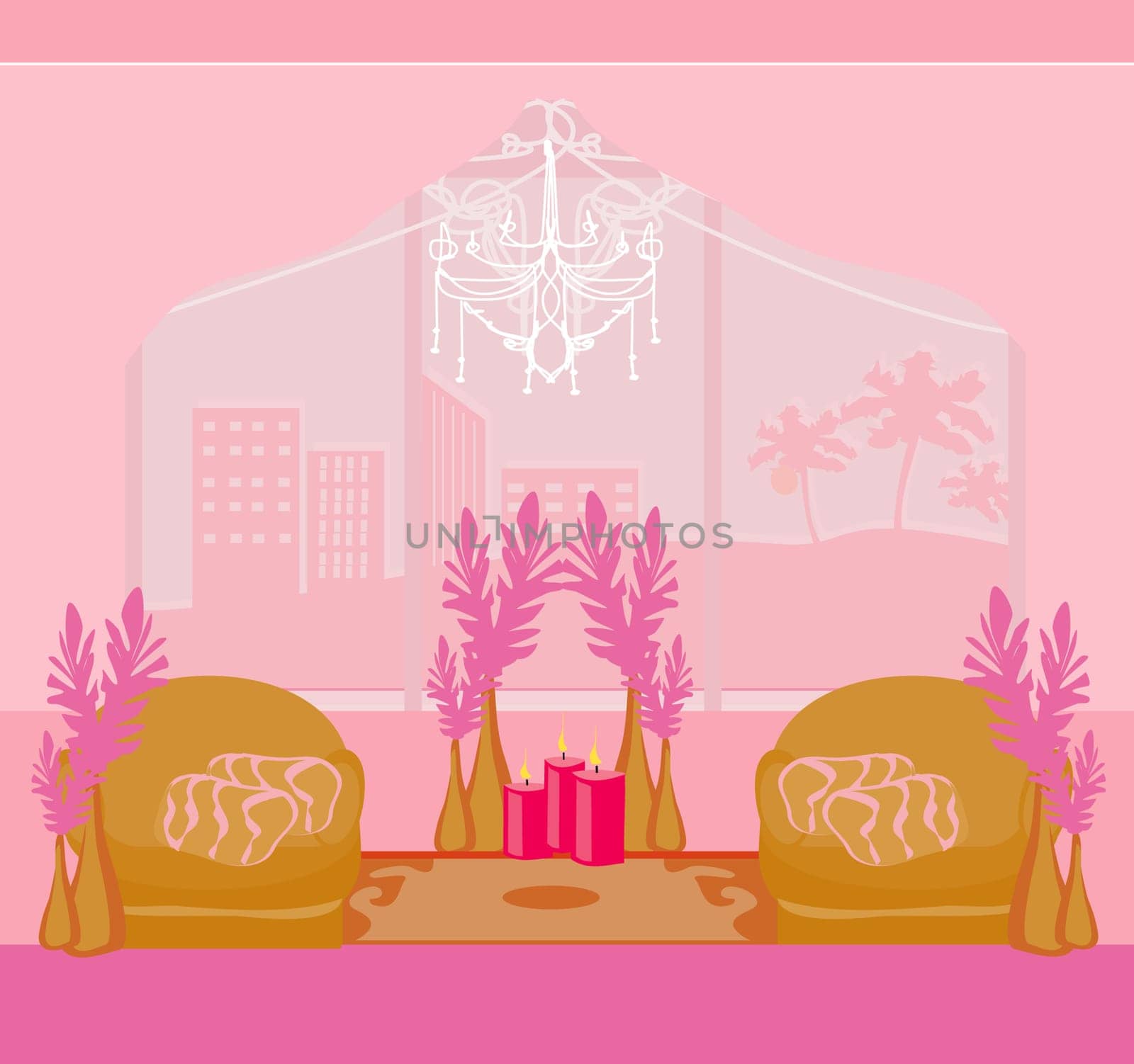 Fashionable interior of living room - vector