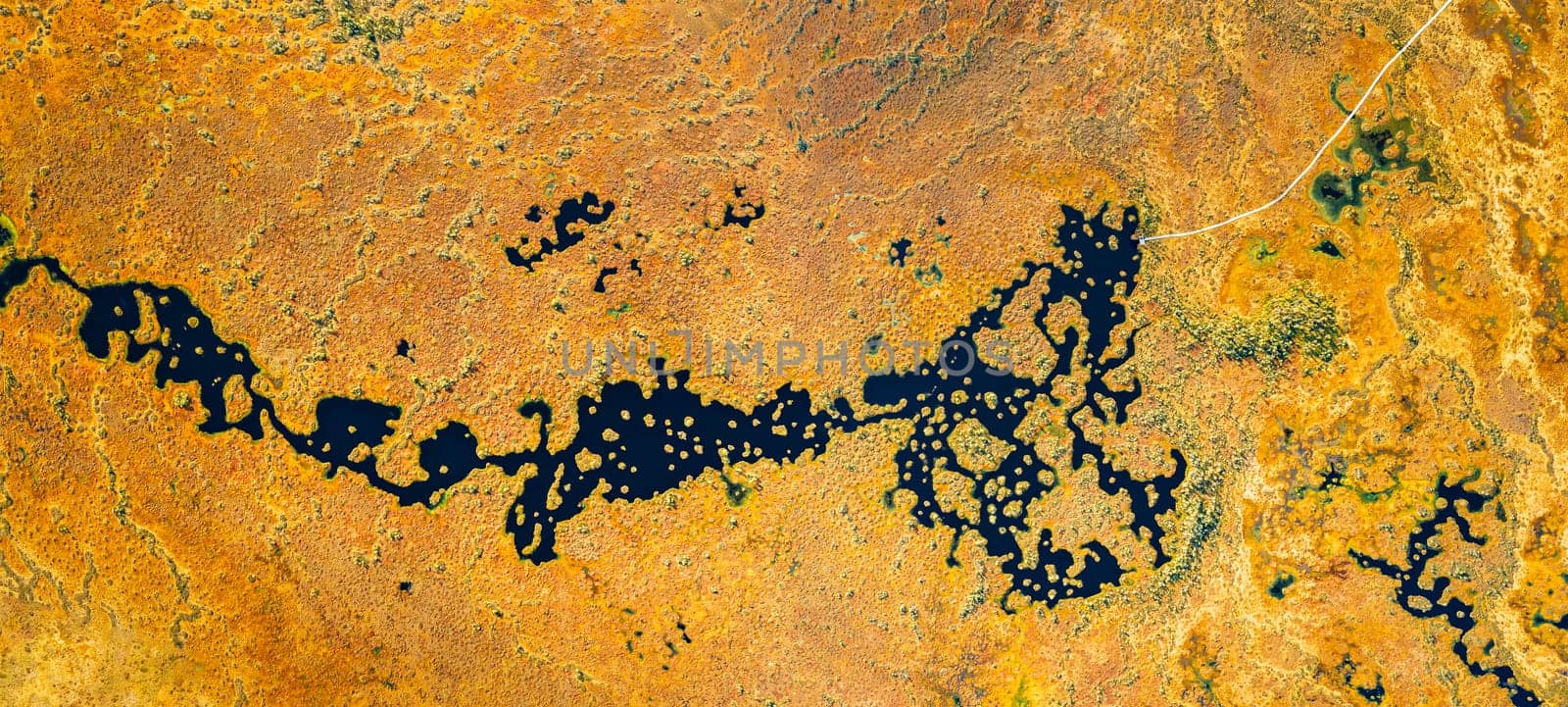 Miory District, Vitebsk Region, Belarus. The Yelnya Swamp. Upland And Transitional Bogs With Numerous Lakes. Elevated Aerial View Of Yelnya Nature Reserve Landscape. Famous Natural Landmark.