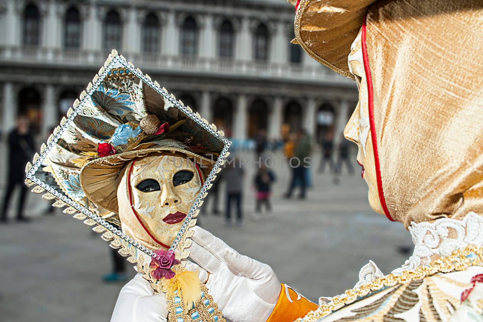 VENICE, ITALY - Febrary 7 2018: The masks of the Venice carnival 2018