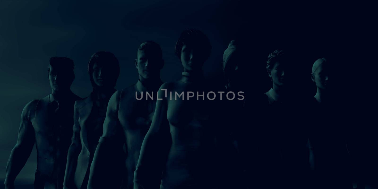 People Standing in the Shadows with Dark Shadow Business