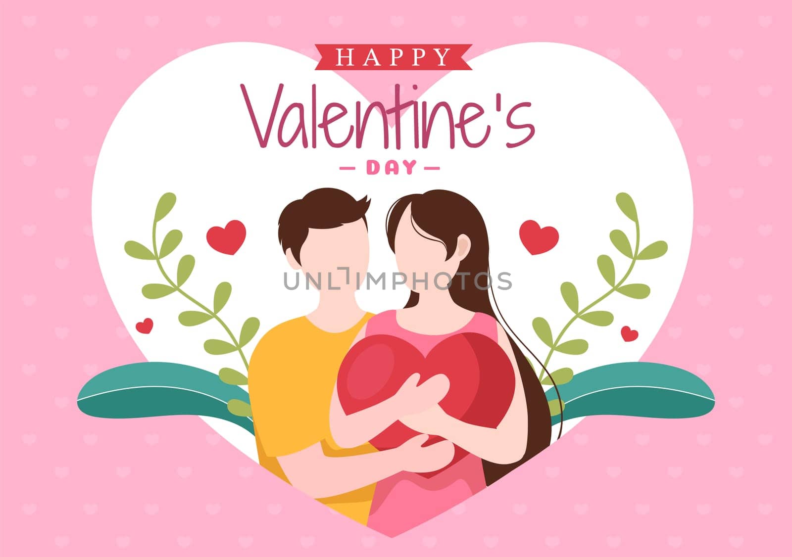 Happy Valentines Day Template Hand Drawn Cartoon Flat Illustration Which is Commemorated on February 17 for Love Greeting Card or Poster Design
