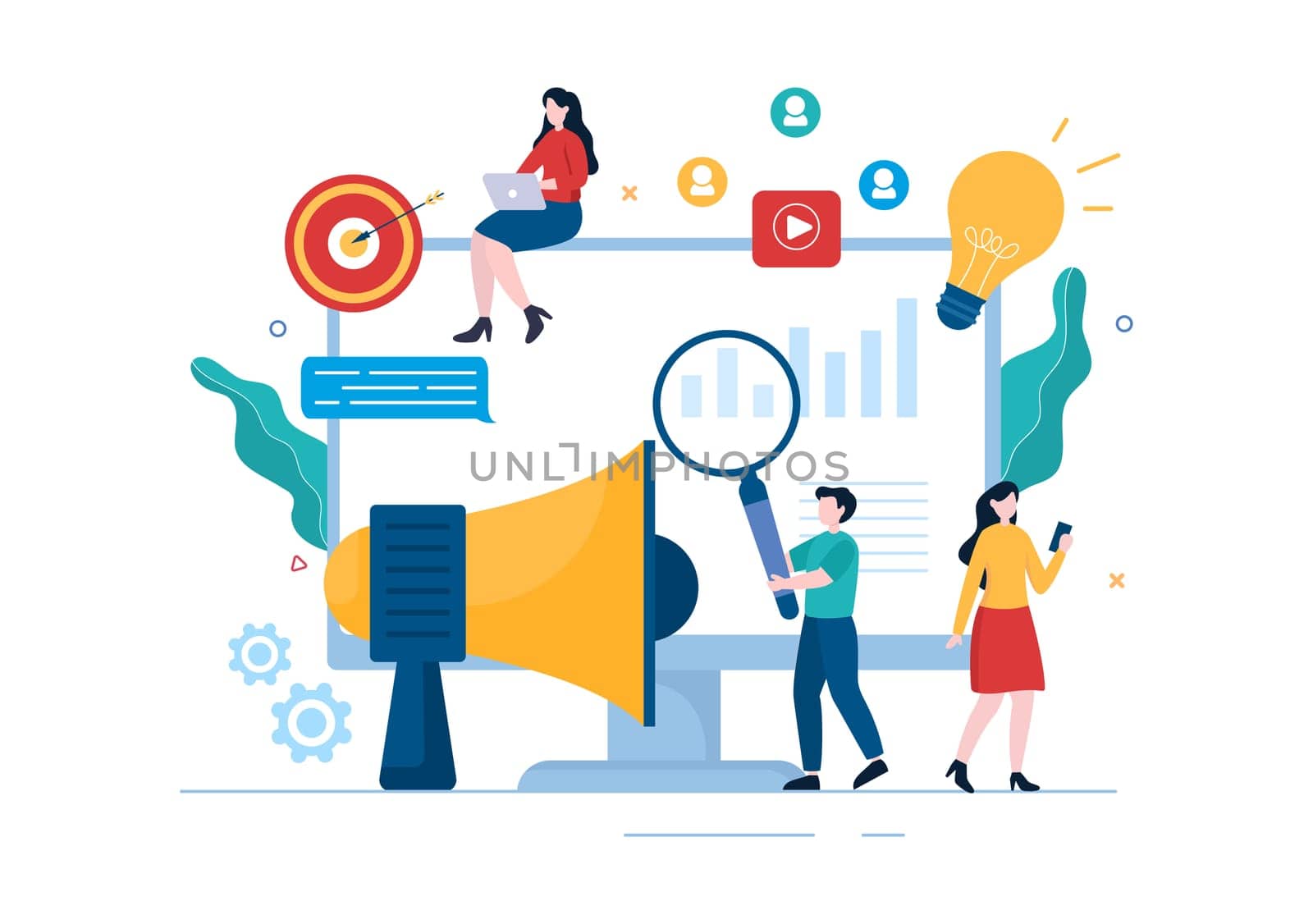 Public Relations Template Hand Drawn Cartoon Flat Illustration with Team for Idea of Marketing Campaign Through Mass Media to Advertise your Business
