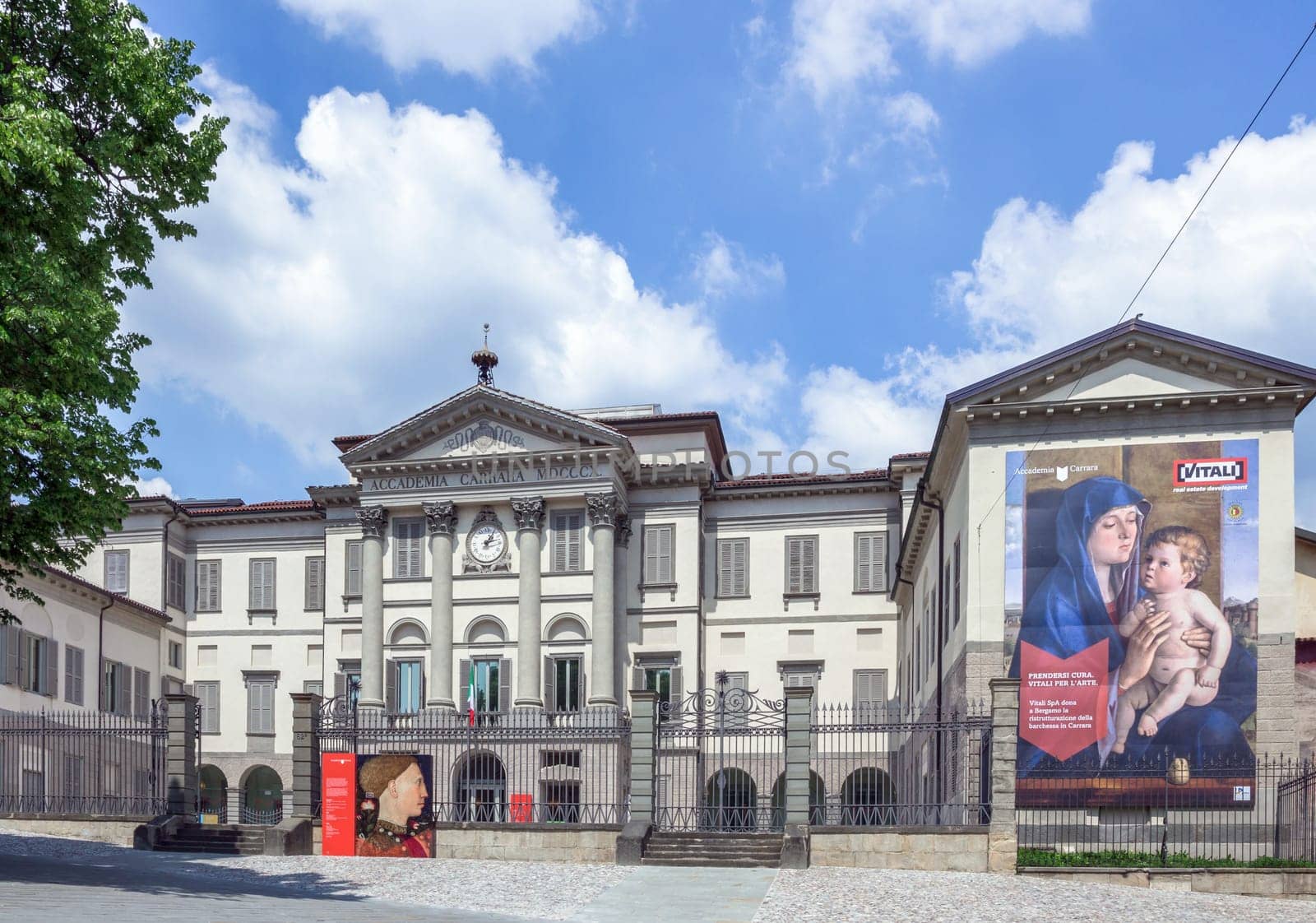 Front view of the Accademia Carrara. Bergamo, ITALY - May 11, 2018.