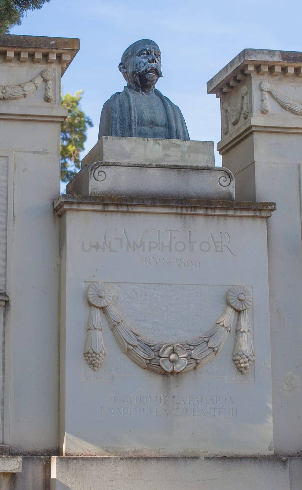 Seville, Spain - Sept 27th, 2020: Emilio Castelar monument, Spanish republican politician, and a president of the First Spanish Republic