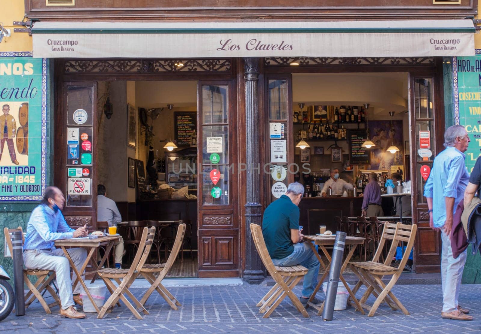 Seville, Spain - Sept 26th 2020: Typical little tavern of Macarena neighborhood, historic district of Seville, Spain