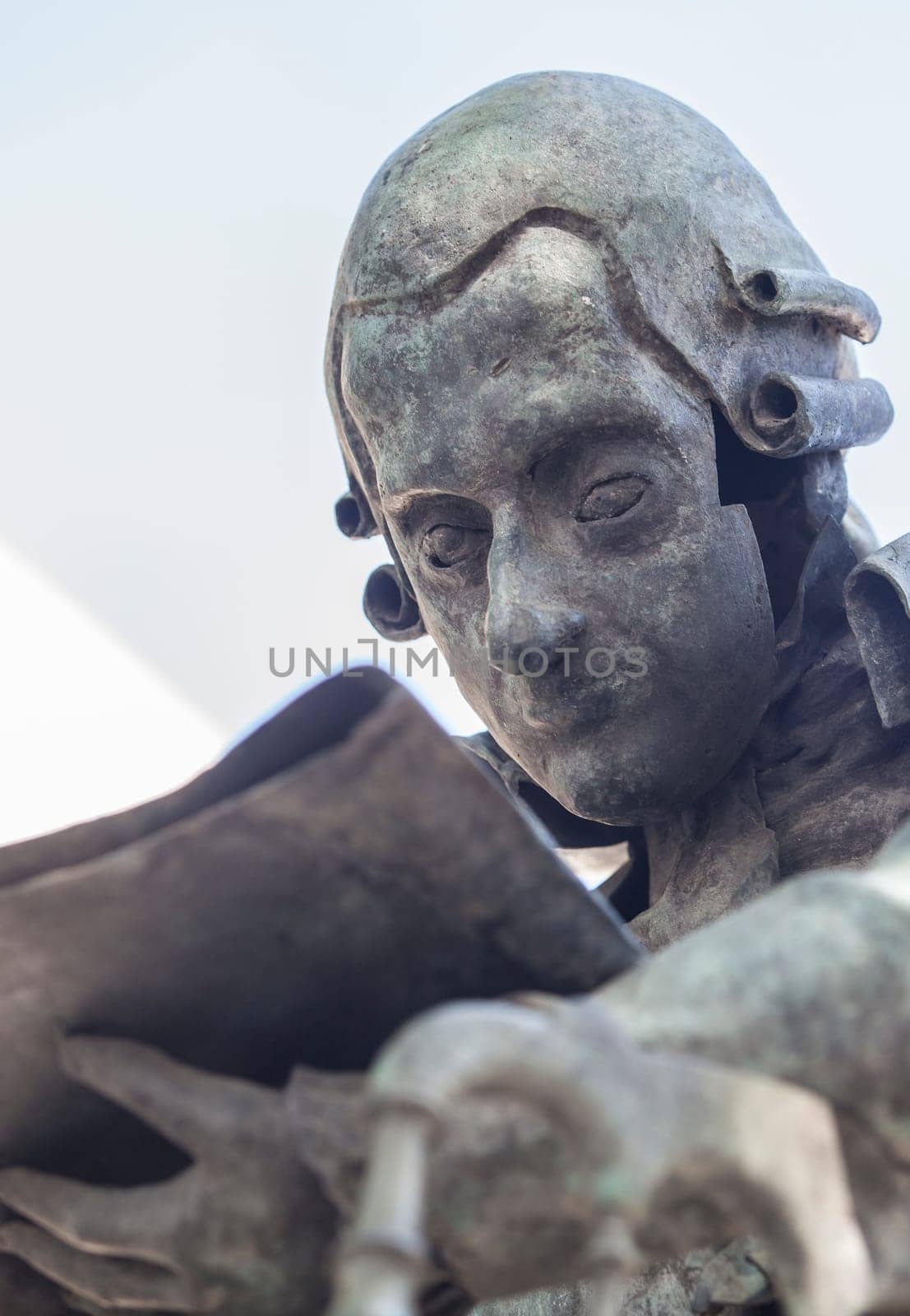 Seville, Spain - Sept 27th, 2020: Mozart sculpture, Seville, Spain. Placed beside Maestranza Theater, Rolando Campos sculpter