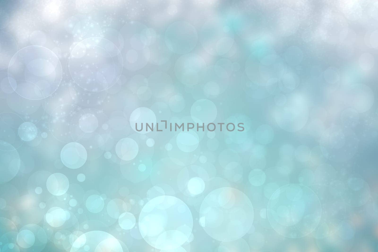 Abstract blurred fresh vivid spring summer light delicate pastel blue turquoise bokeh background texture with bright circular soft color lights. Card concept. Beautiful backdrop illustration.