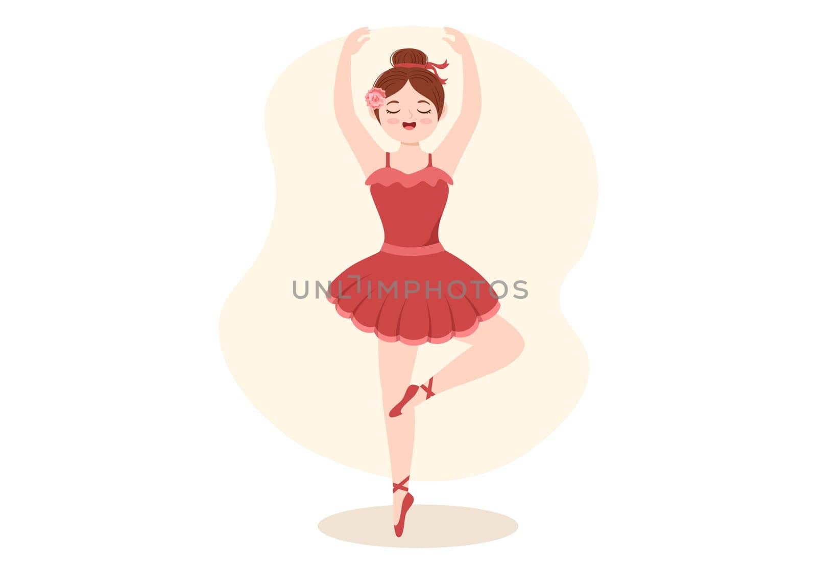 Ballet Template Hand Drawn Cartoon Flat Illustration Female Beautiful Ballerina Dancing Wearing Tutu Costumes on Stage Design