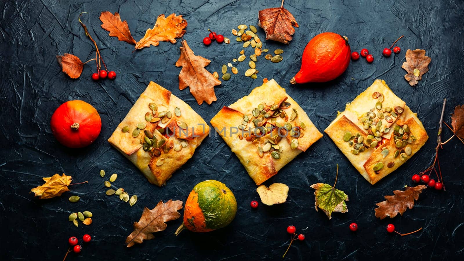 Freshly sweet pumpkin baked goods in pita bread