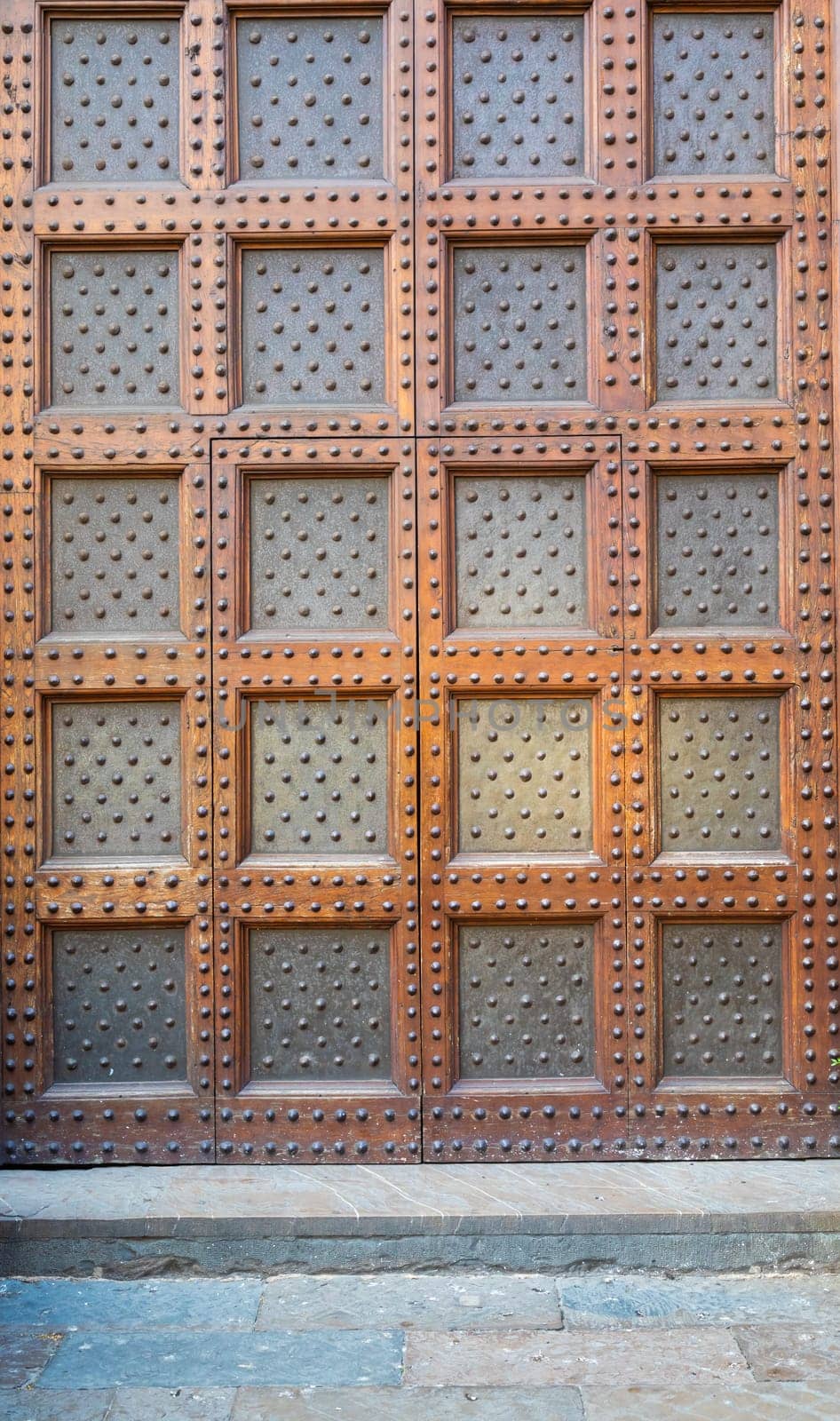 Antique door in historical building - Concept of security, mystery, grunge