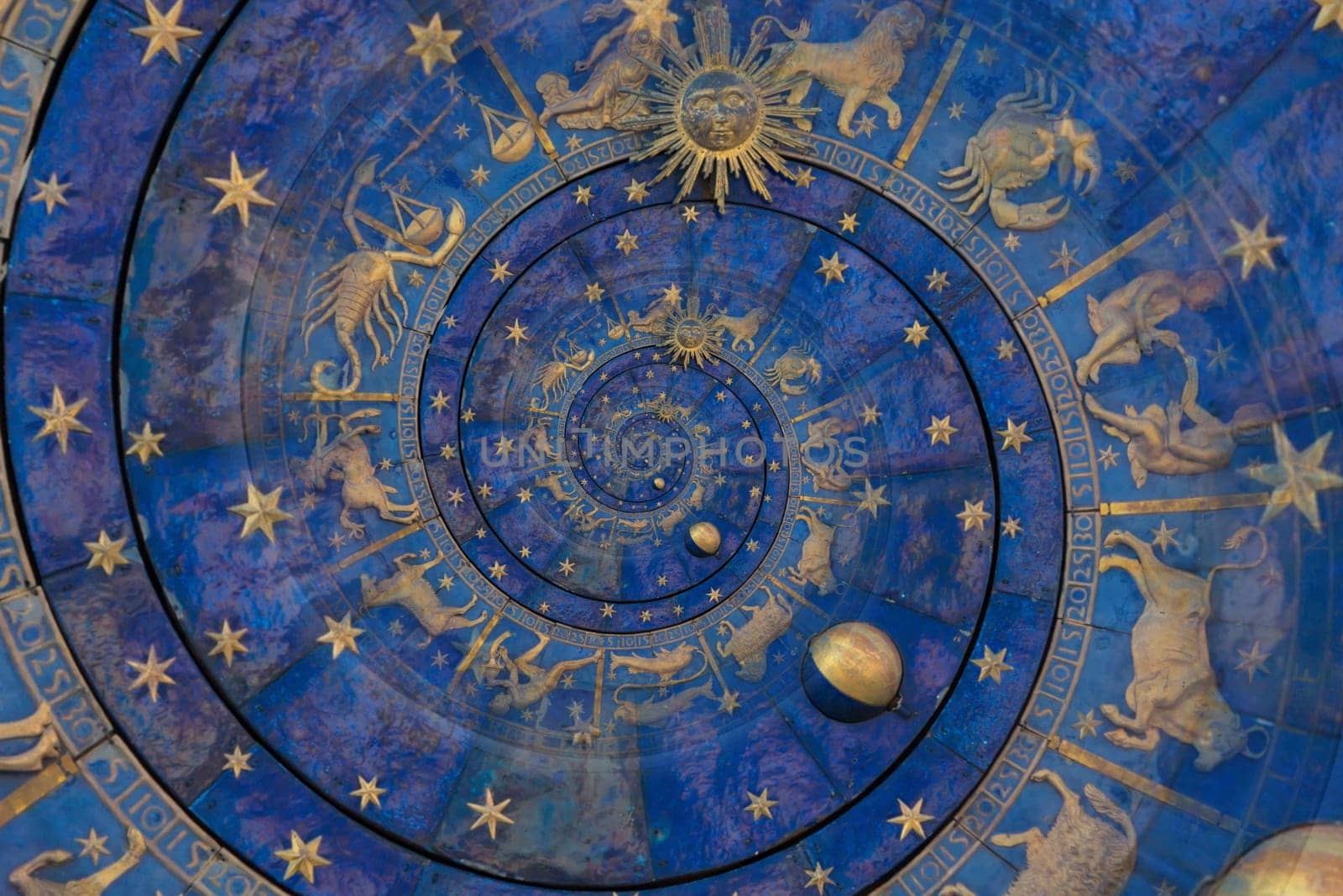 Zodiac Signs Horoscope background. Concept for fantasy and mystery - blue