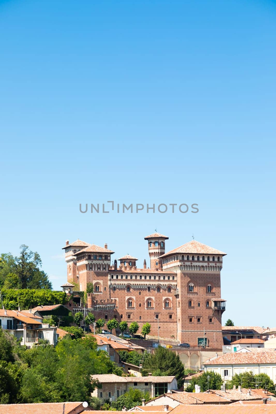 Cereseto, Italy - circa August 2021: Cereseto Castle - Castello di Cereseto - located in Monferrato area in Piedmont region, Italy