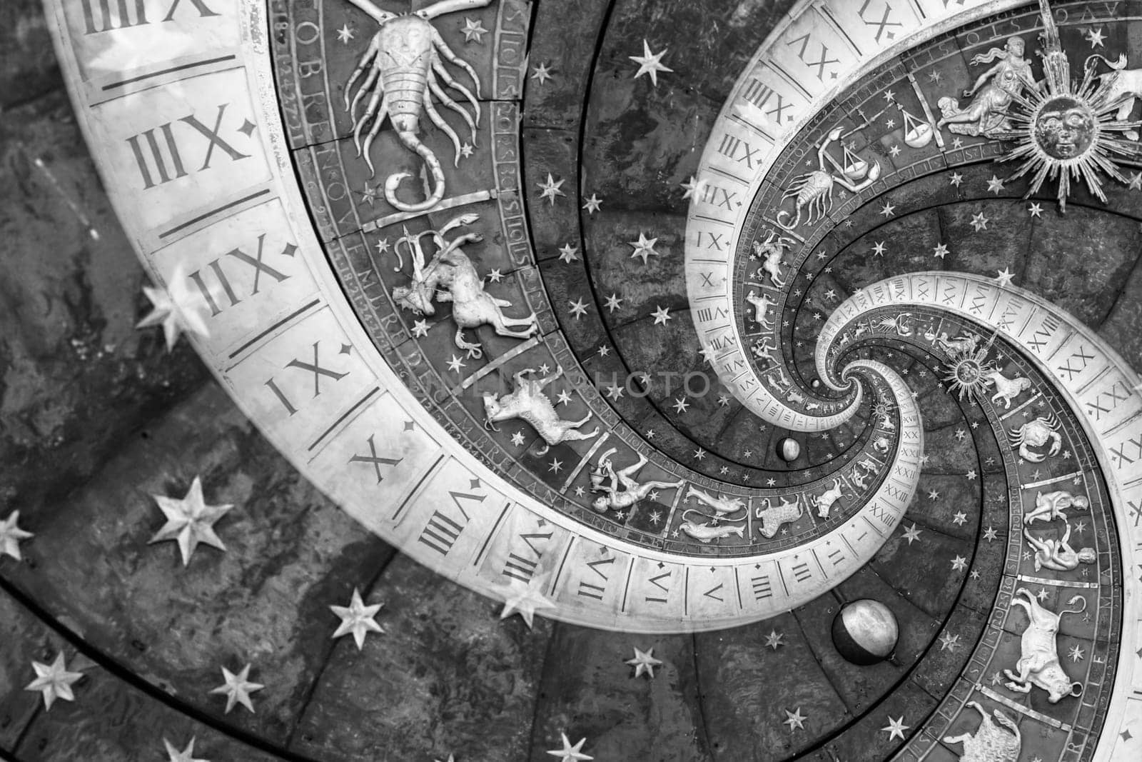 Zodiac Signs Horoscope background. Concept for fantasy and mystery - black