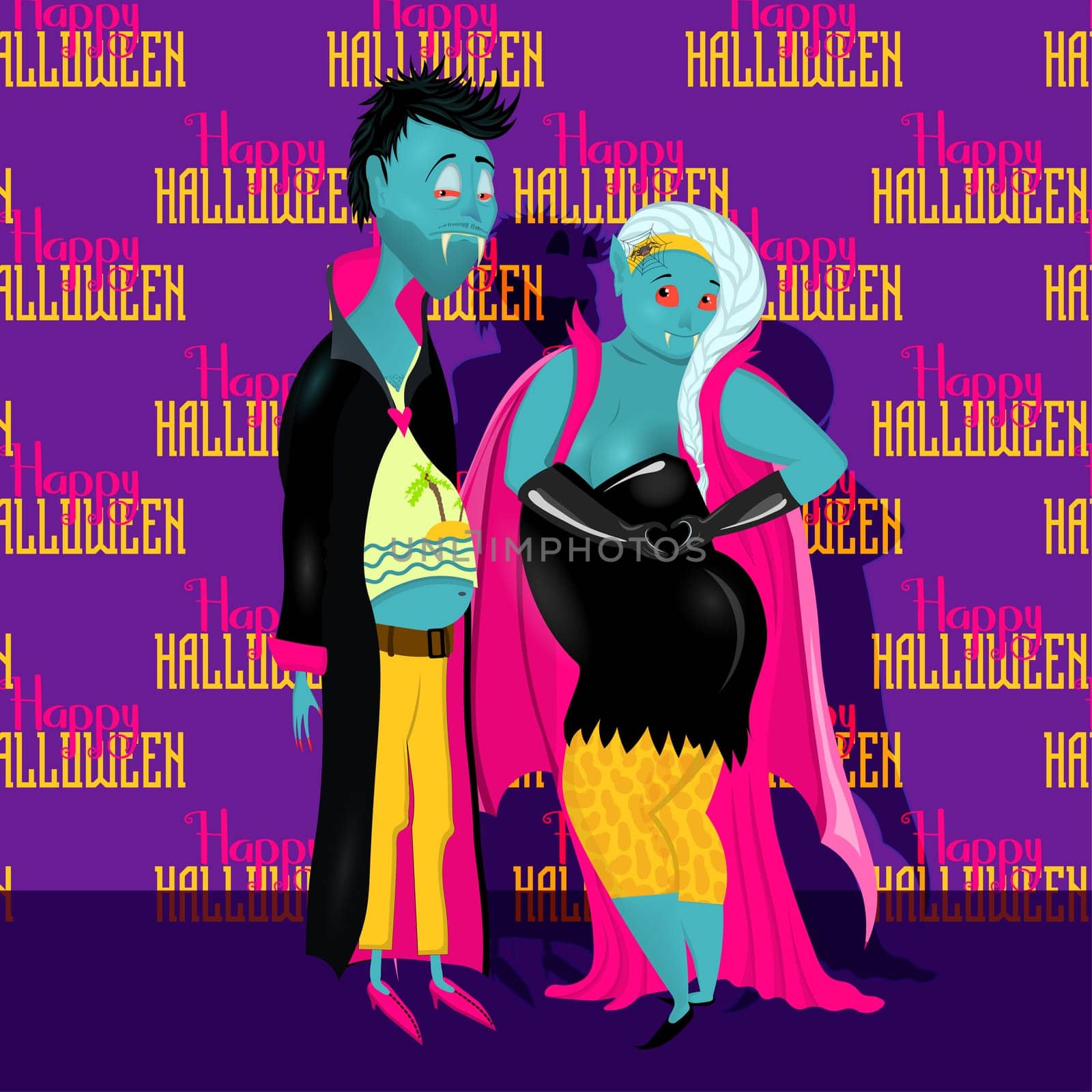 Boo Funny vampire. Halloween character. Scary and terrible vampire. Happy Halloween.