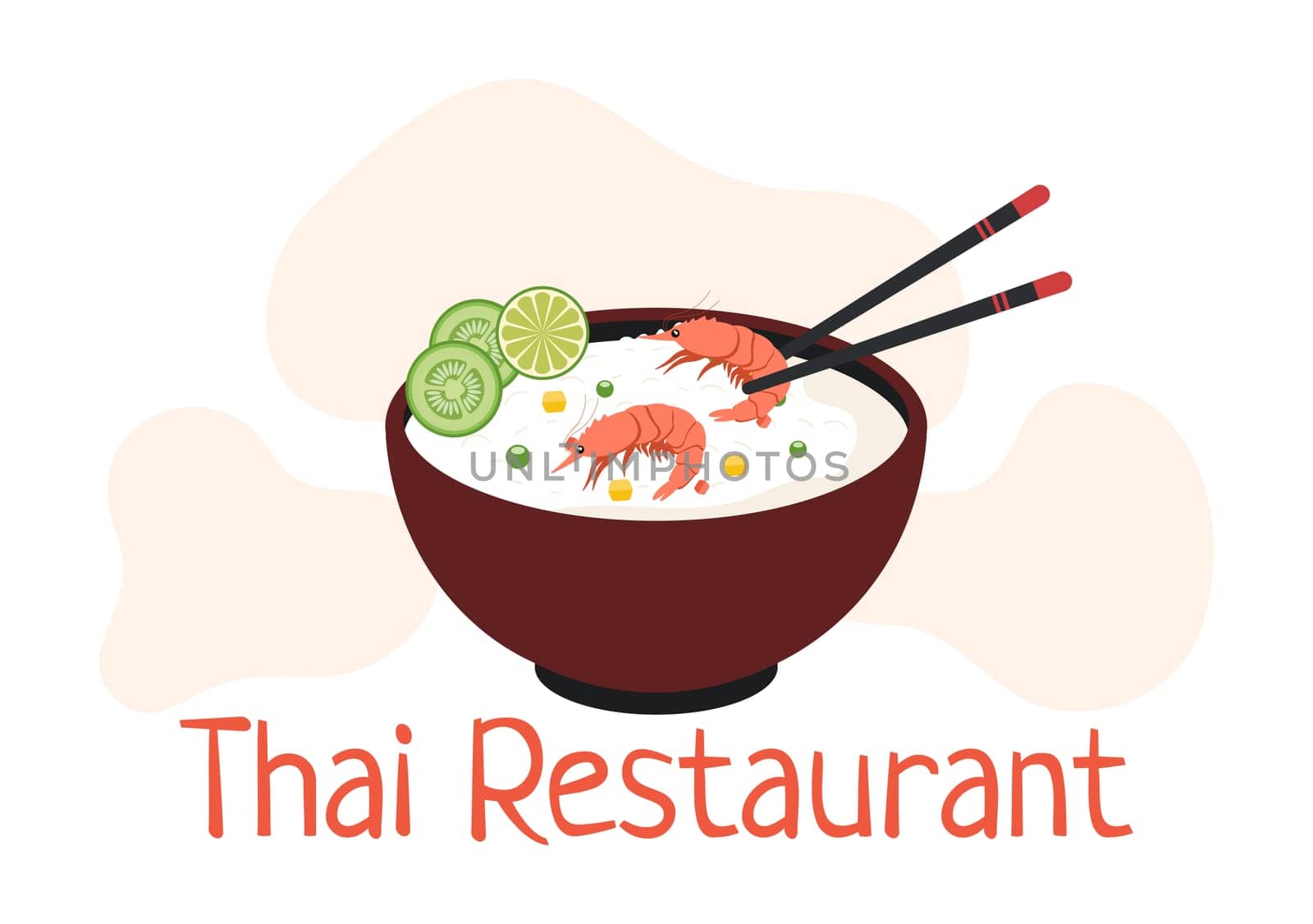 Traditional Thailand Food Template Cartoon Hand Drawn Illustration Various of Thai Cuisine Design