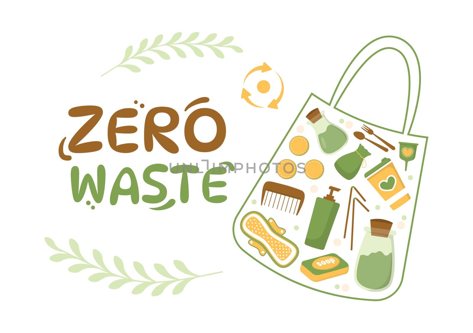 Zero Waste Template Hand Drawn Cartoon Flat Illustration with Durable and Reusable Items or Products to be Environmentally Friendly Design