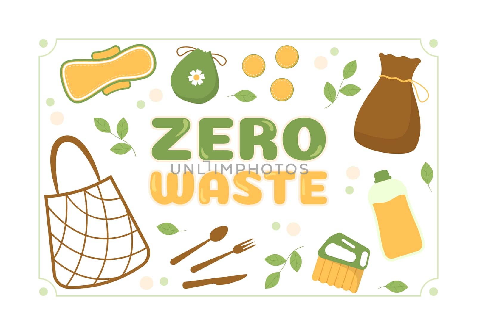 Zero Waste Template Hand Drawn Cartoon Flat Illustration with Durable and Reusable Items or Products to be Environmentally Friendly Design