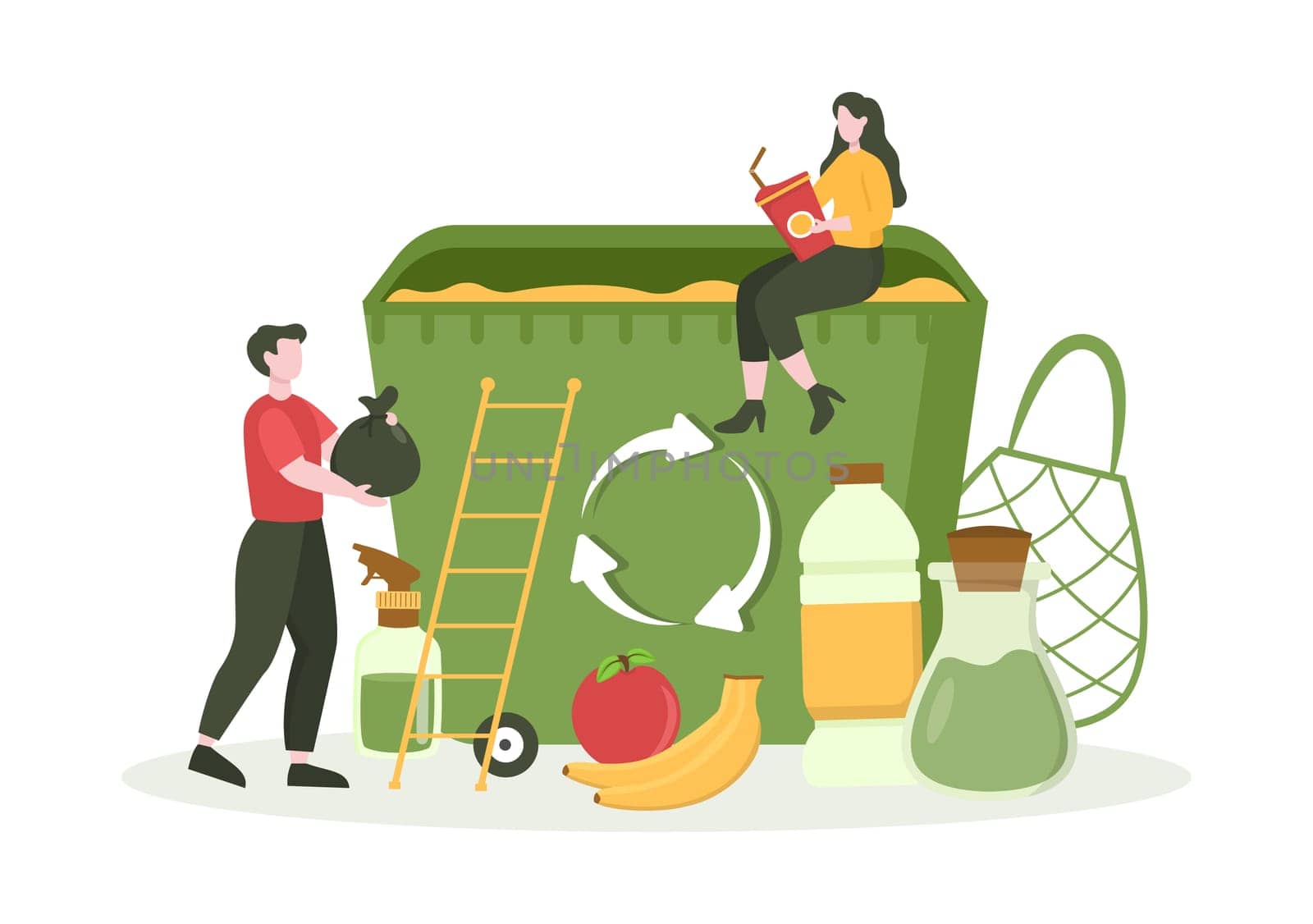 Zero Waste Template Hand Drawn Cartoon Flat Illustration with Durable and Reusable Items or Products to be Environmentally Friendly Design