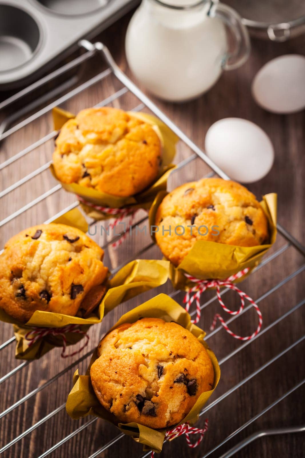 Homemade muffins with baking ingredients