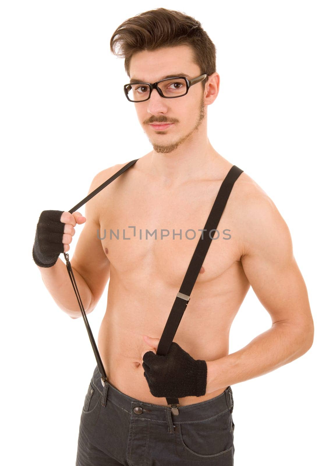 young happy casual man portrait, isolated on white