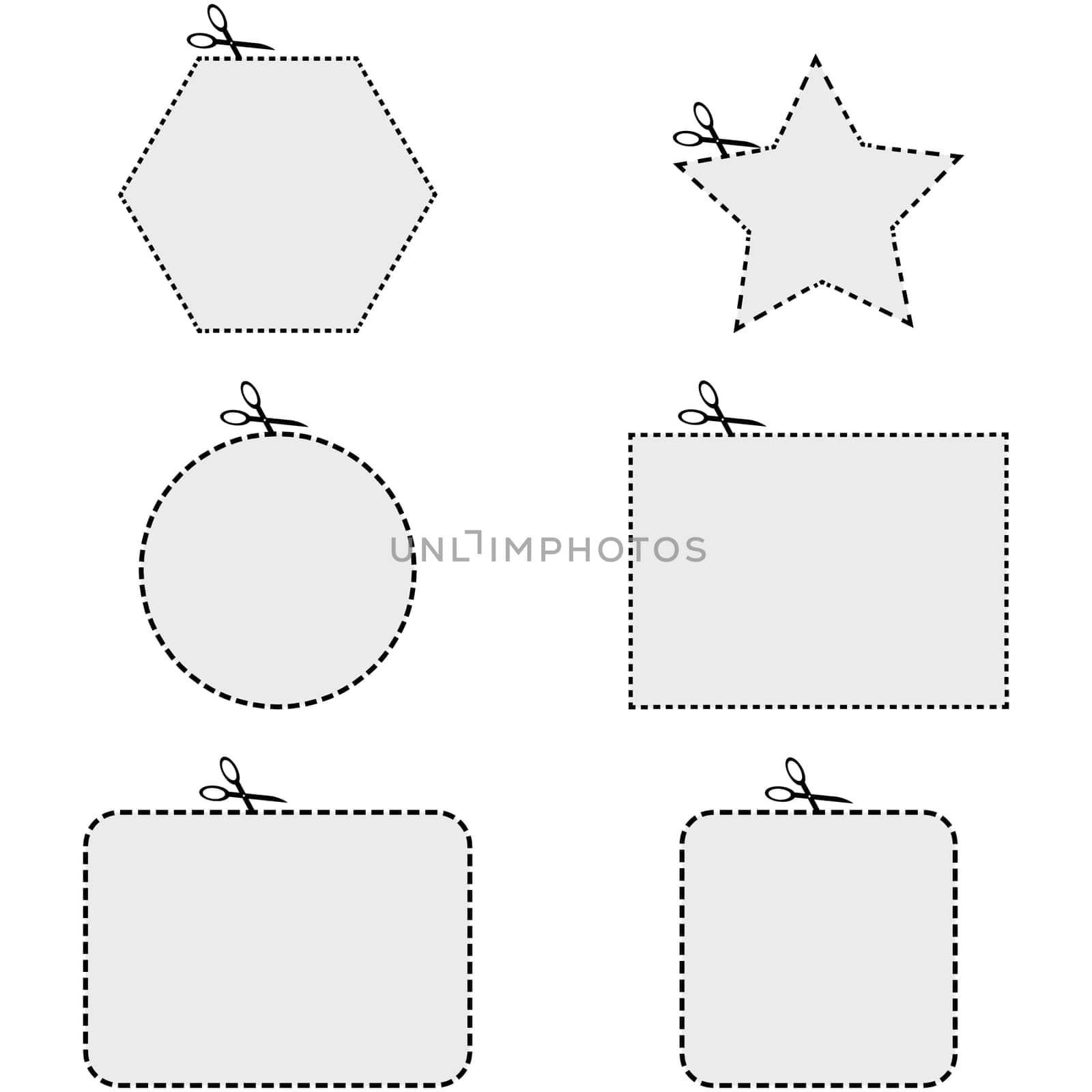 Icon set showing coupons in different sizes and shapes