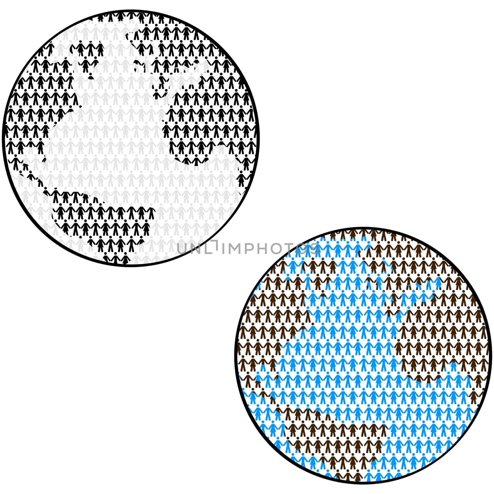 Concept illustration showing the Earth made up of people