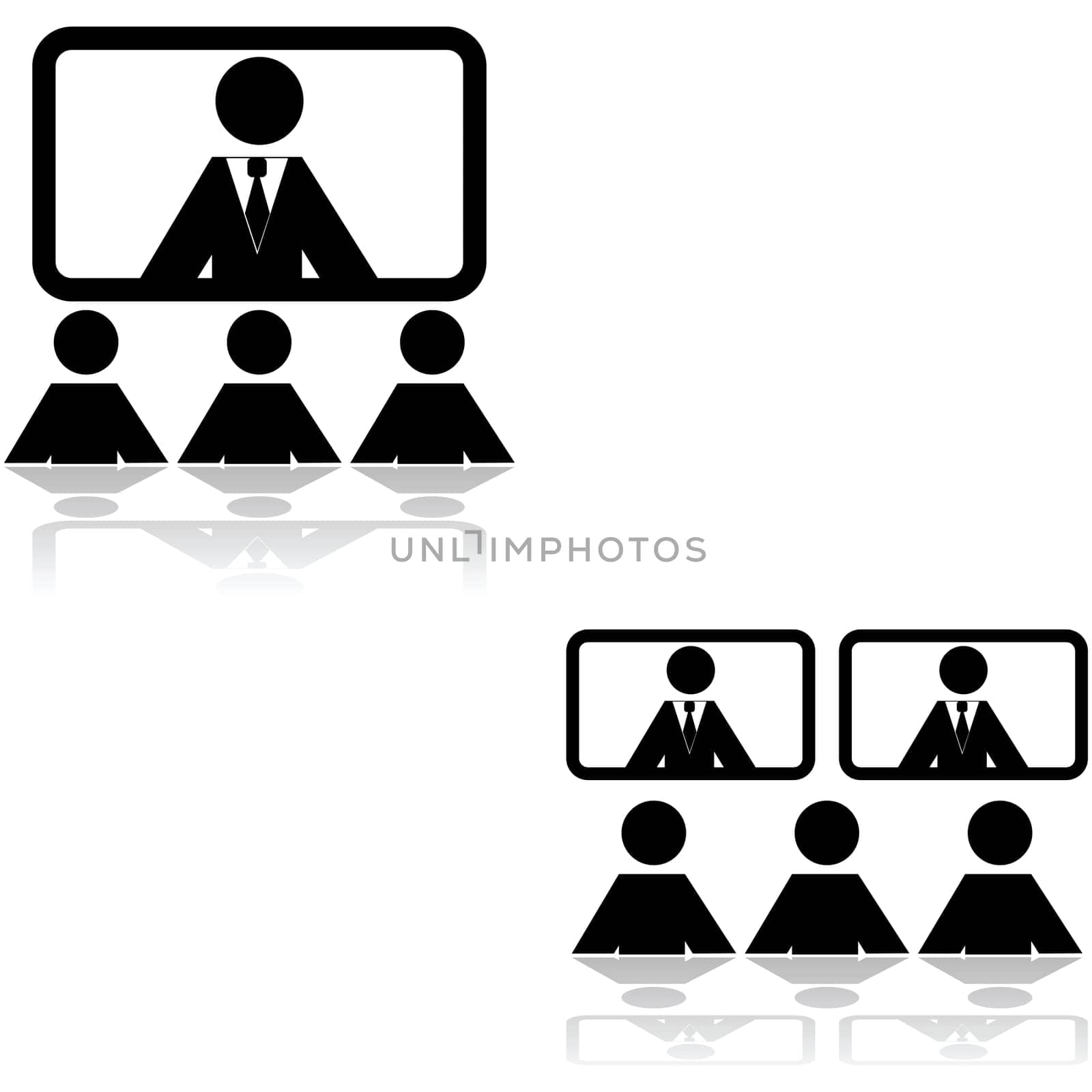 Icon set showing two different teleconference settings