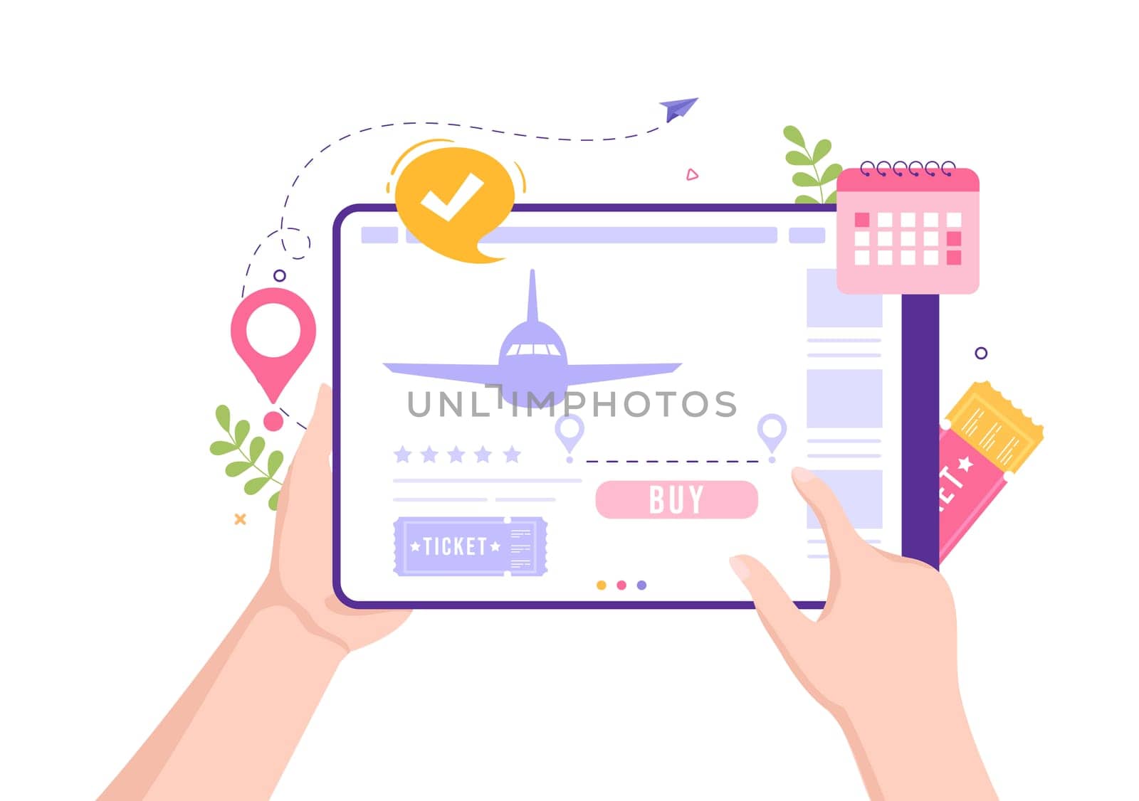 Ticket Travel Online Booking Service App on Smartphone Template Hand Drawn Cartoon Flat Illustration for Trip Planning