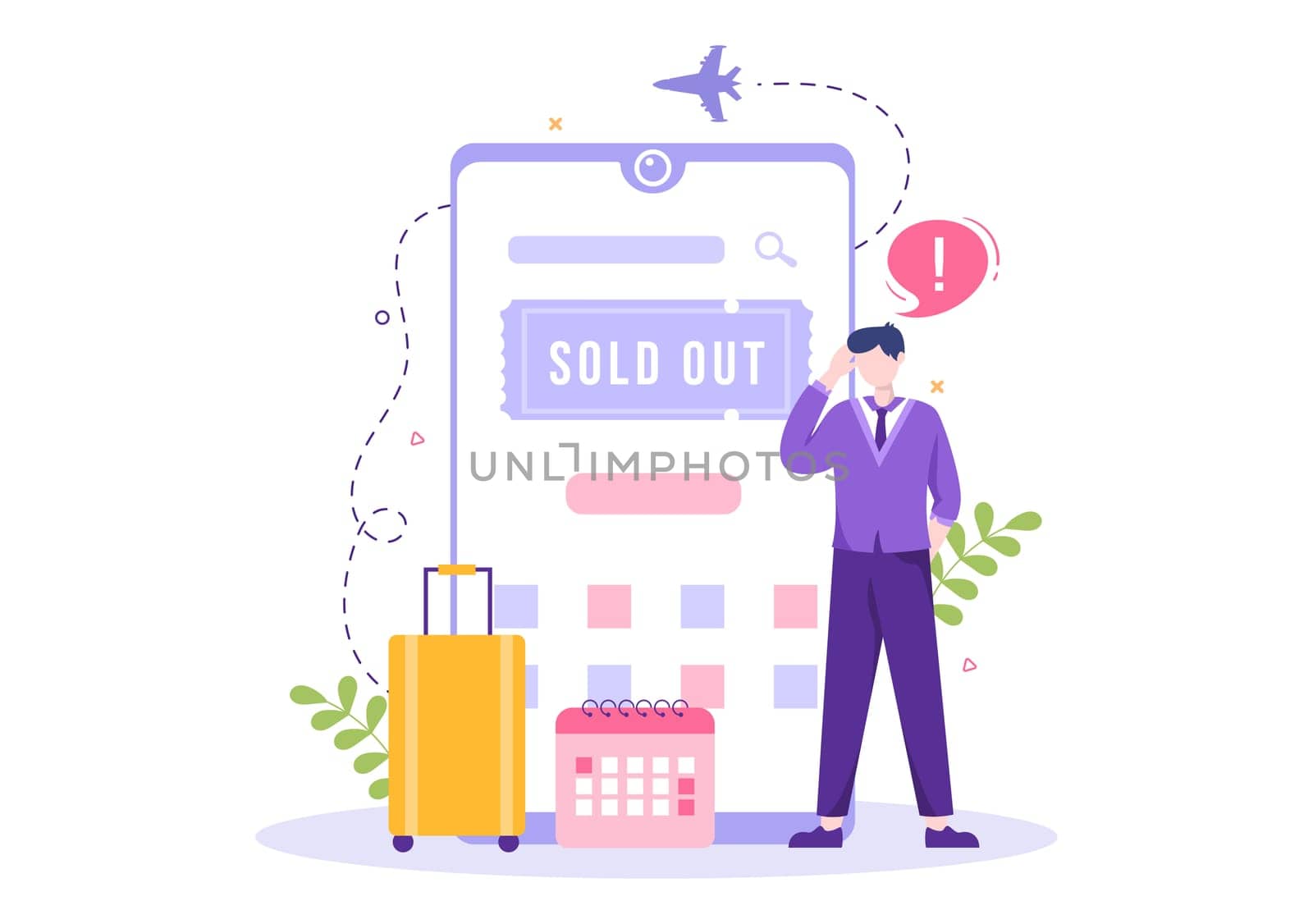 Ticket Travel Online Booking Service App on Smartphone Template Hand Drawn Cartoon Flat Illustration for Trip Planning