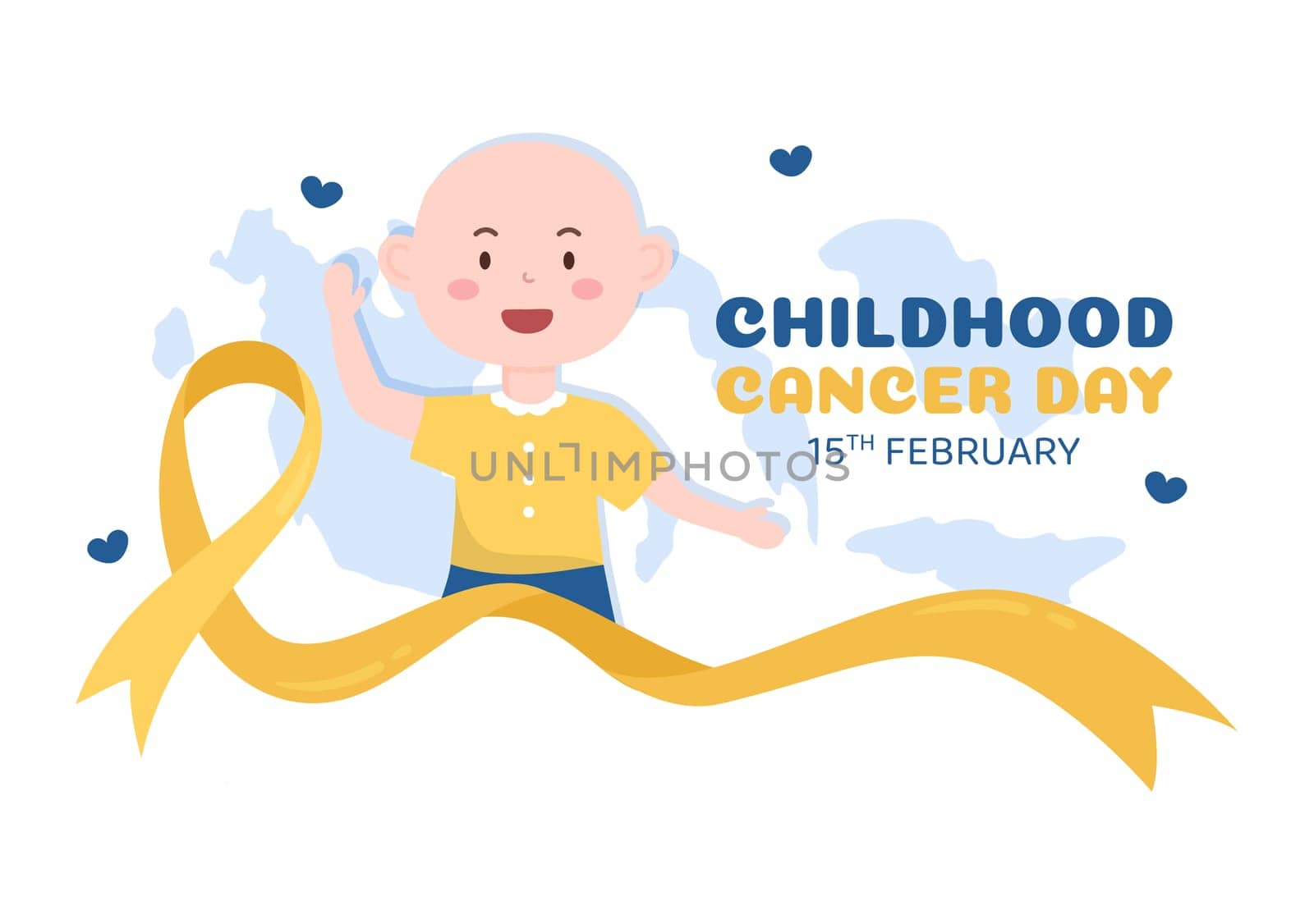International Childhood Cancer Day Hand Drawn Cartoon Illustration on February 15 for Raising Funds, Promoting the Prevention and Express Support