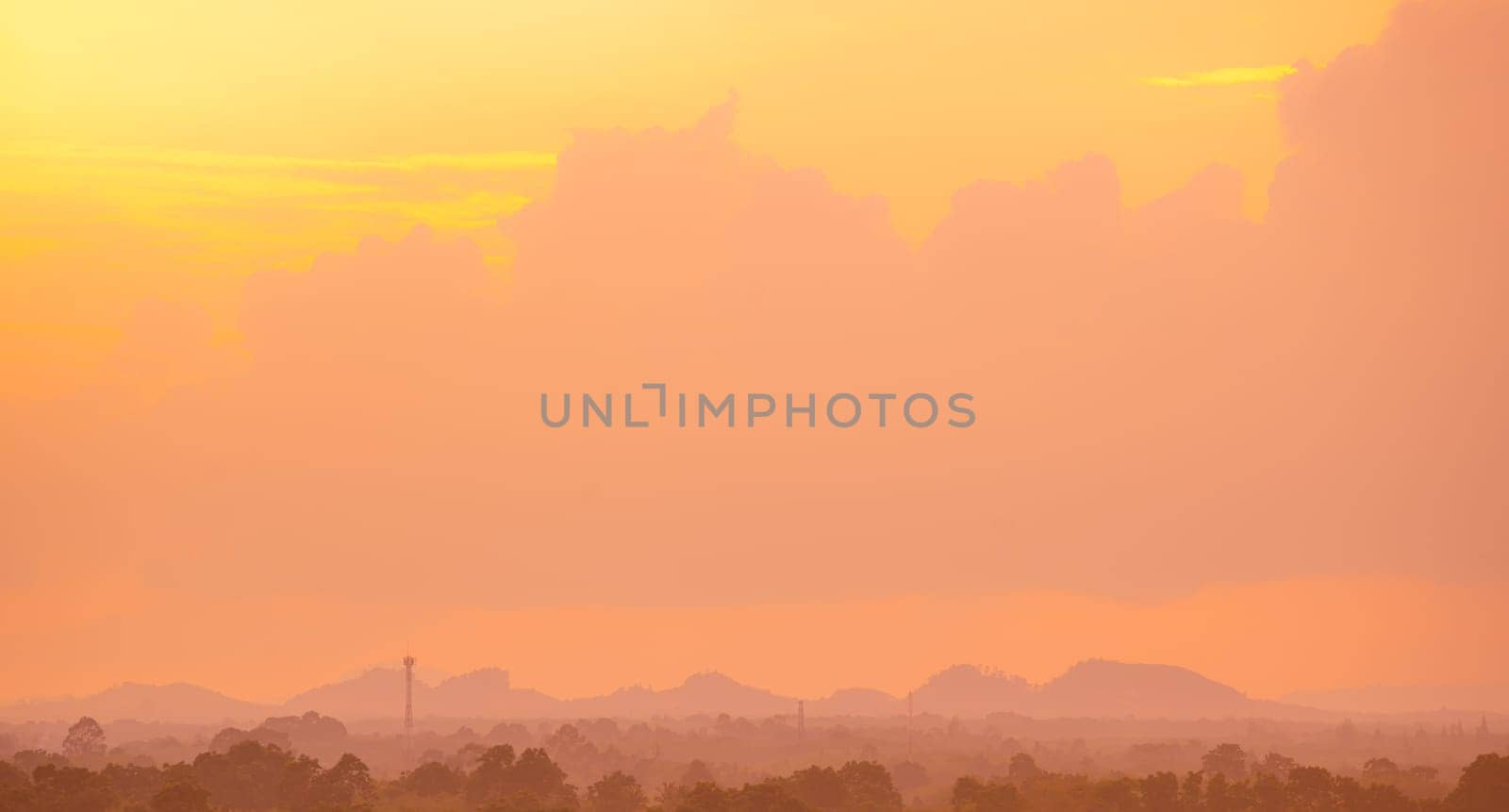 Abstract and pattern of cloud sky Calming coral, Orange, Trend color background, Pattern of colorful cloud and sky sunset or sunrise: Dramatic sunset in twilight, Beautyful of sky