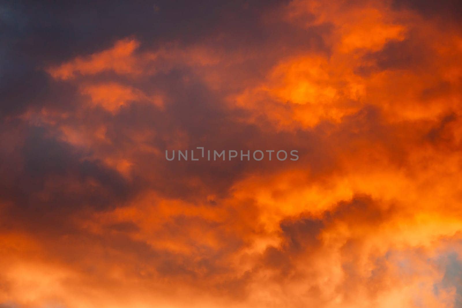Sunrise Bright Dramatic Sky. Scenic Colorful Sky At Dawn. Sunset Sky Natural Abstract Background In Red Orange Colors
